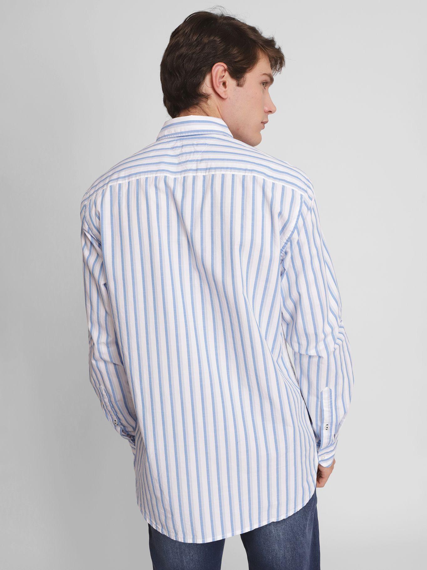 Camisa A Rayas y Logo Celeste Tommy Hilfiger-1