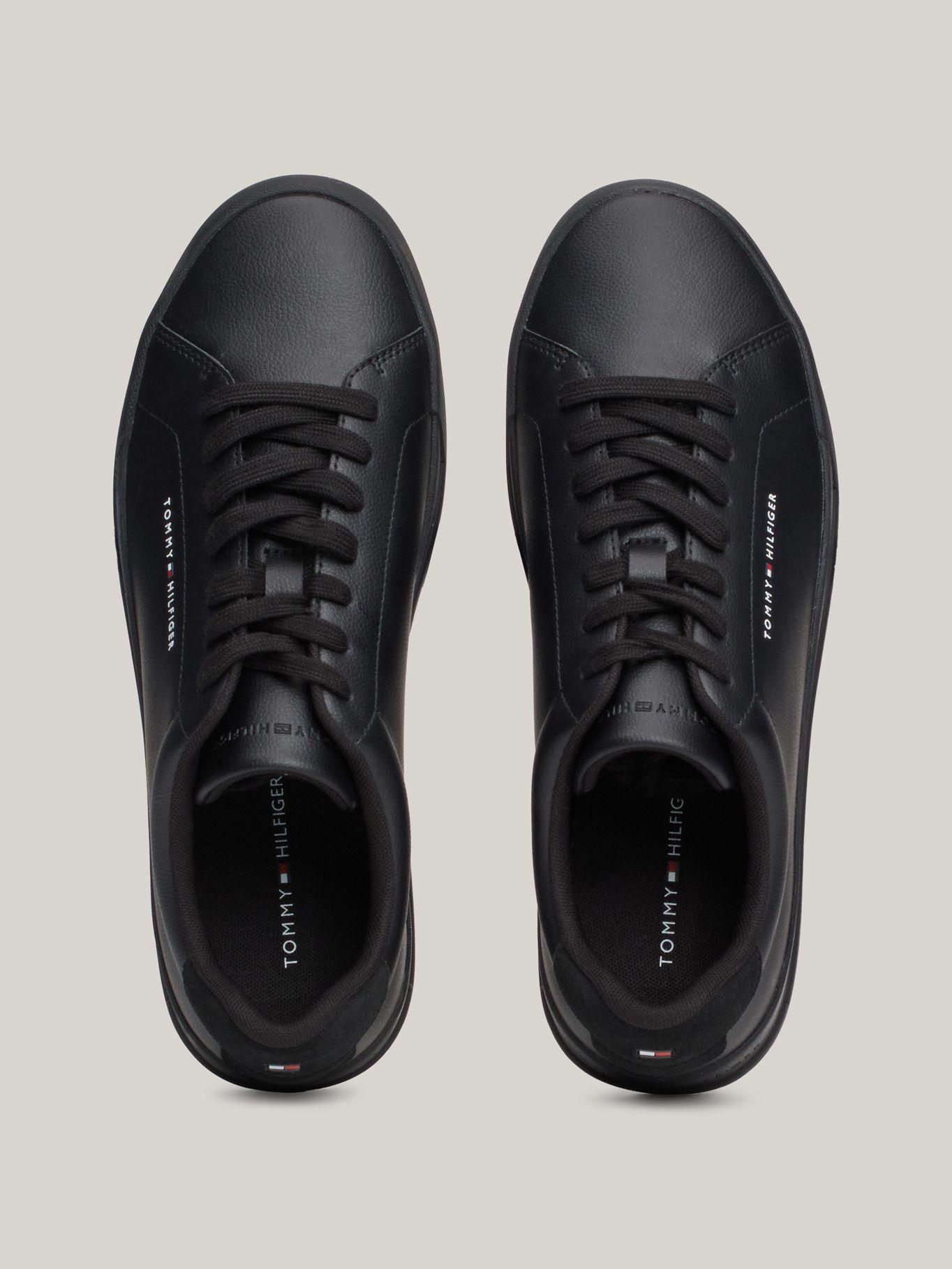 Zapatillas Court De Cuero Con Logo Negro Tommy Hilfiger-2