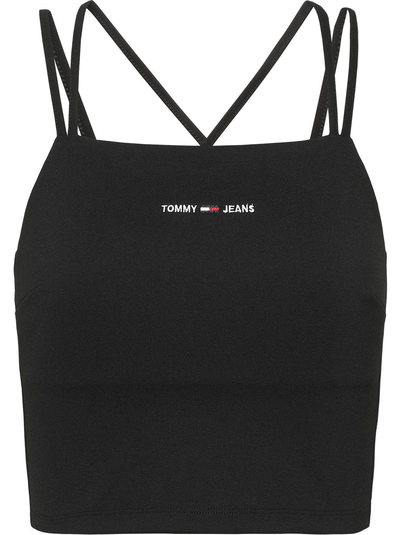Polera Crop Con Tirantes Y Logo Negro Tommy Hilfiger-0