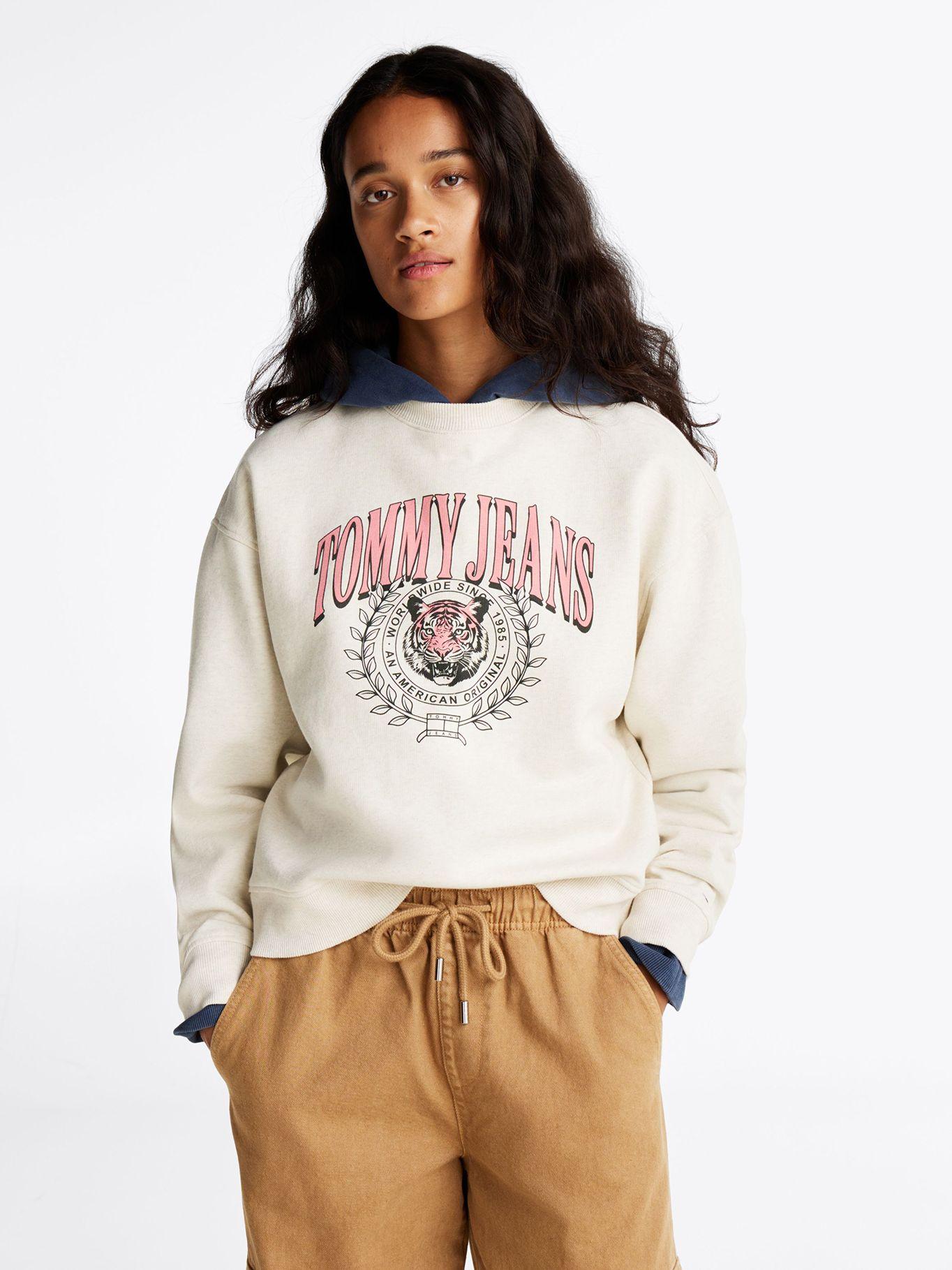 Polerón Relaxed Tiger Varsity Logo Beige Tommy Jeans-0