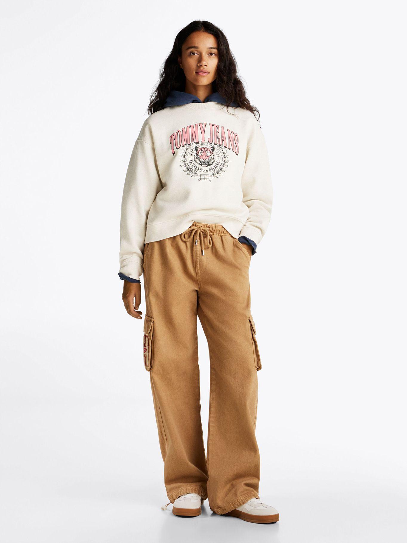 Polerón Relaxed Tiger Varsity Logo Beige Tommy Jeans-1