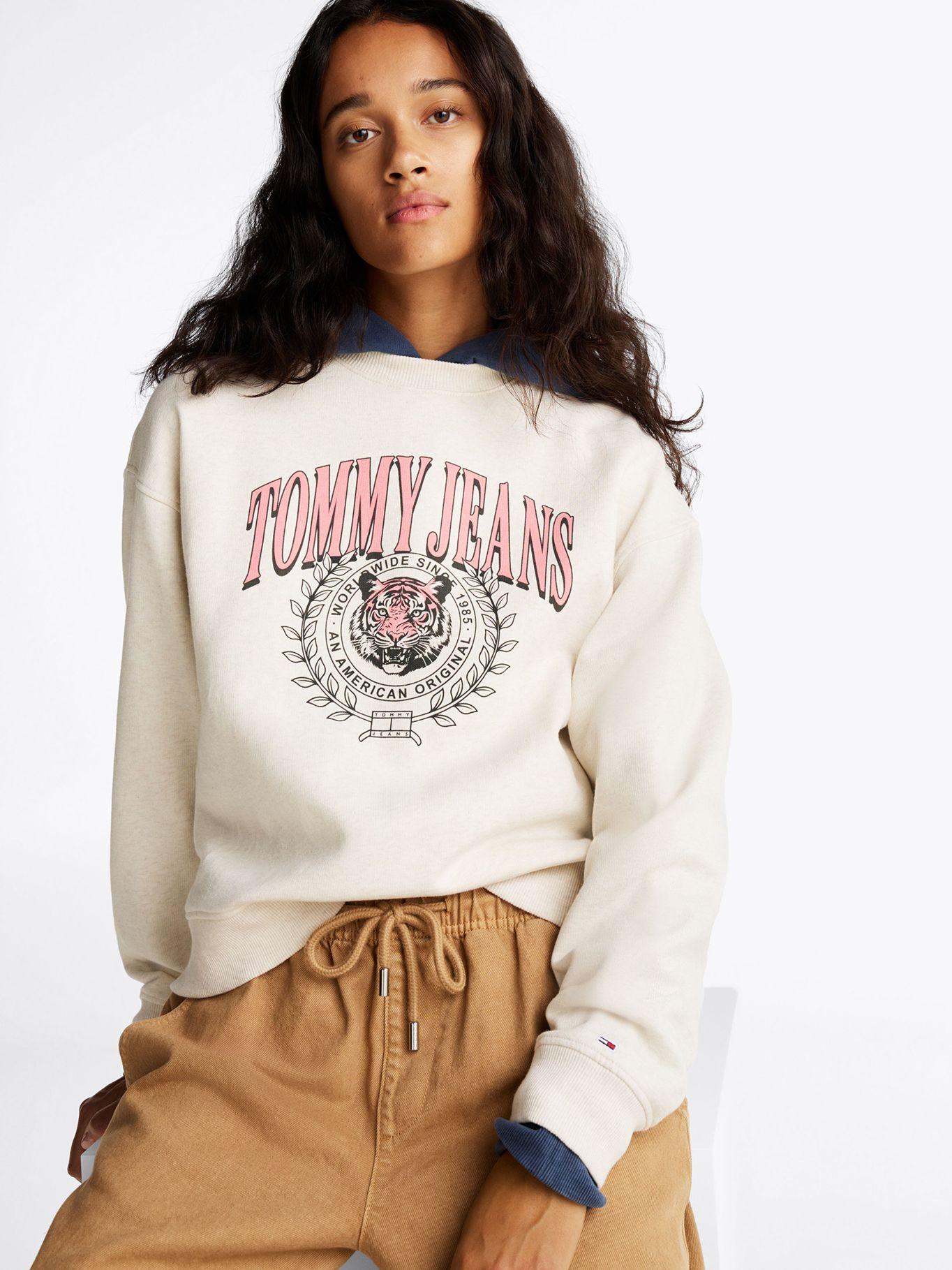 Polerón Relaxed Tiger Varsity Logo Beige Tommy Jeans-4