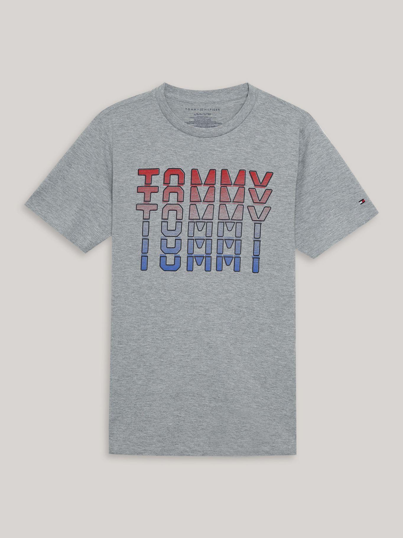 Polera De Niño Flutter Graphic Logo Gris Tommy Hilfiger-0
