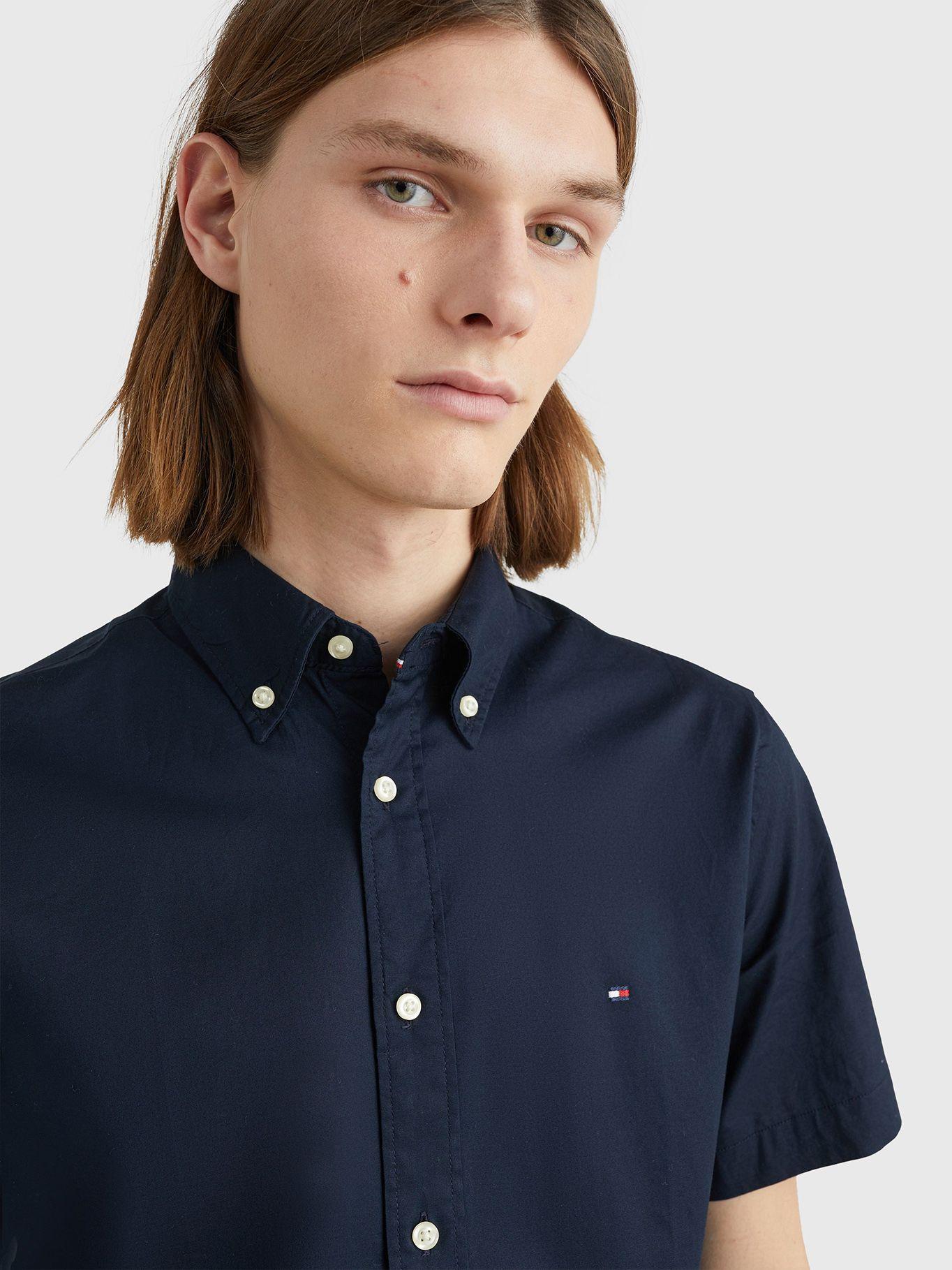 Camisa Flex Poplin Regular Fit Azul Tommy Hilfiger-3