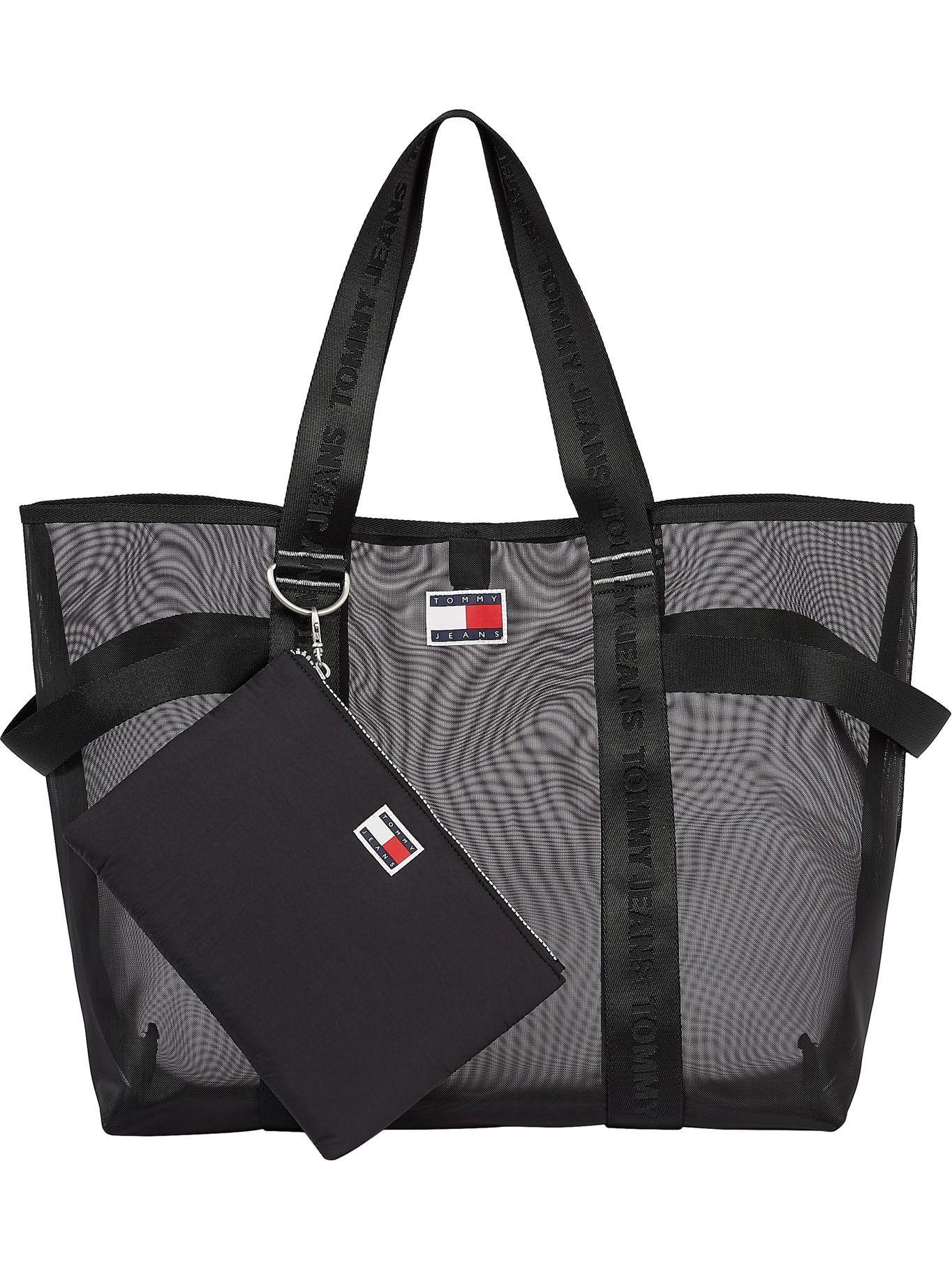 Bolso Tote Transparente De Red Negro Tommy Hilfiger-1