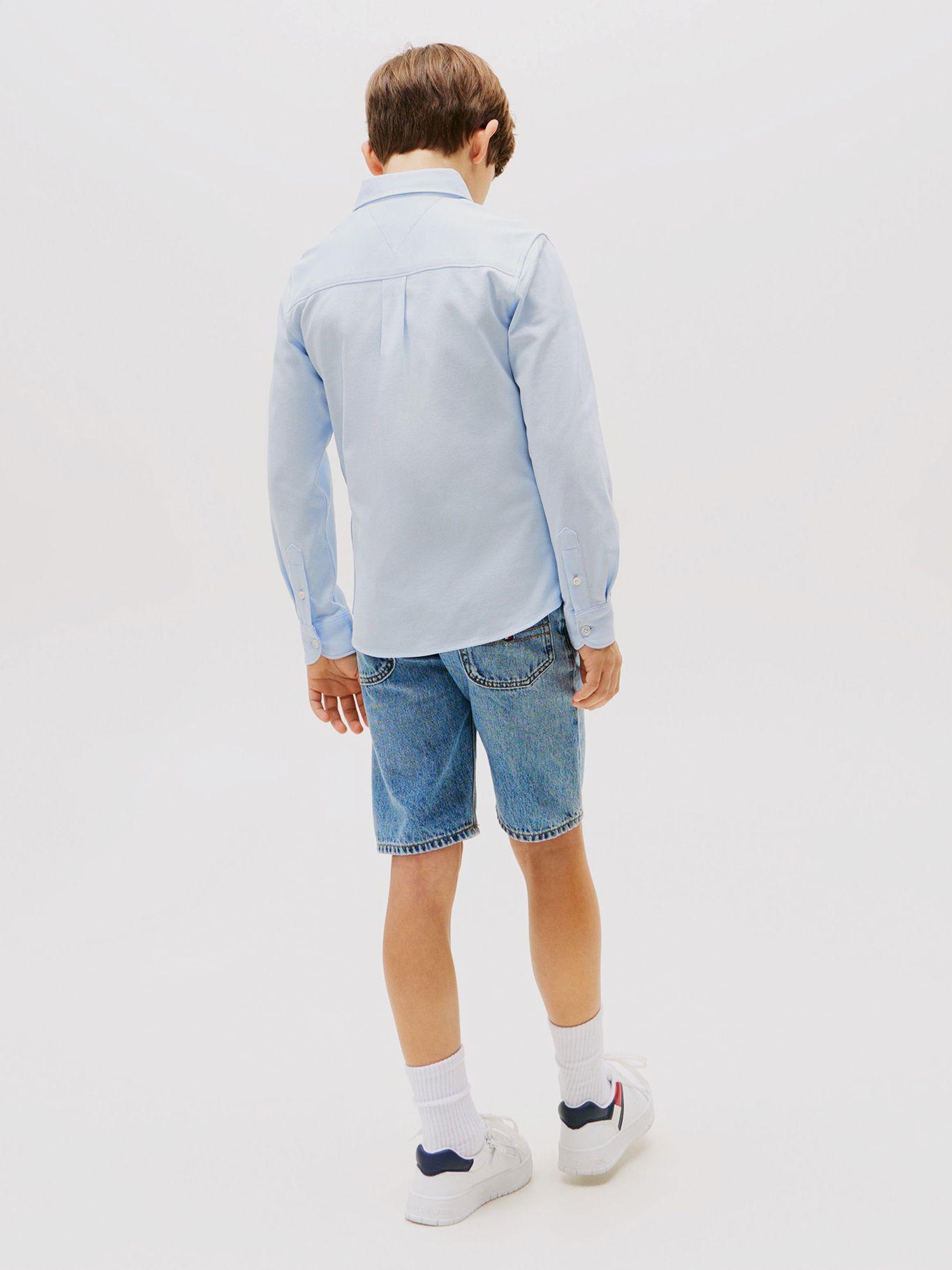 Camisa De Corte Regular En Piqué Celeste Tommy Hilfiger-2