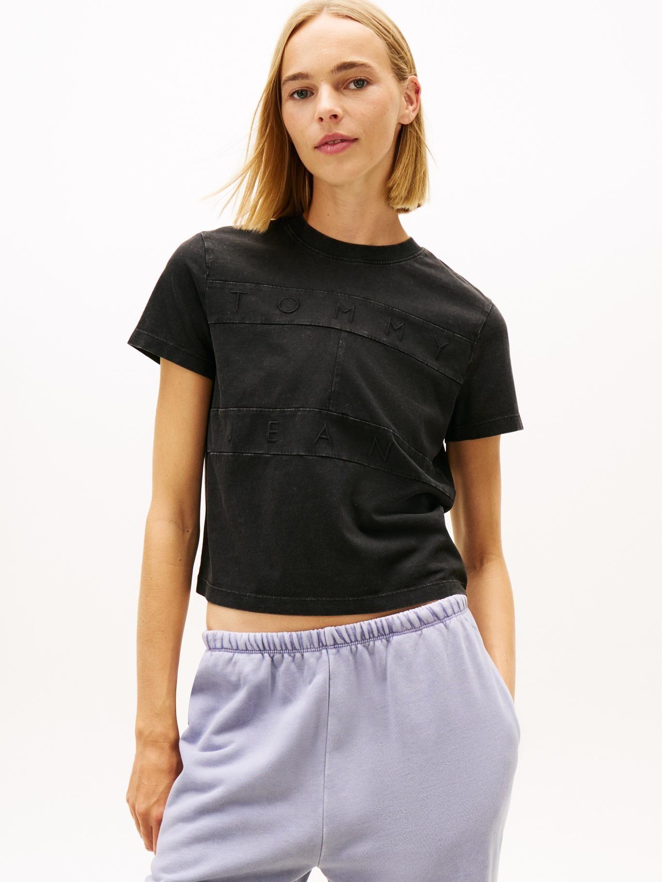 Polera De Logo Tonal Regular Fit Tommy Jeans Negro-0