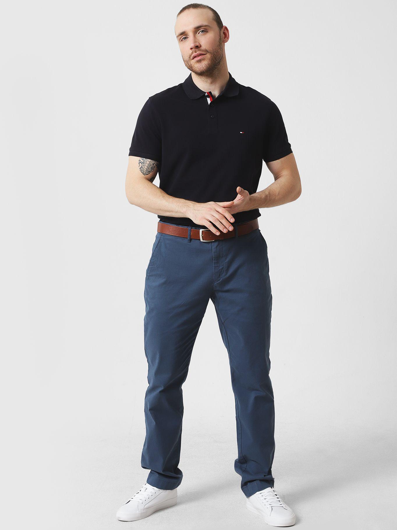 Polo Solid Con Logo Bordado Azul Tommy Hilfiger-1