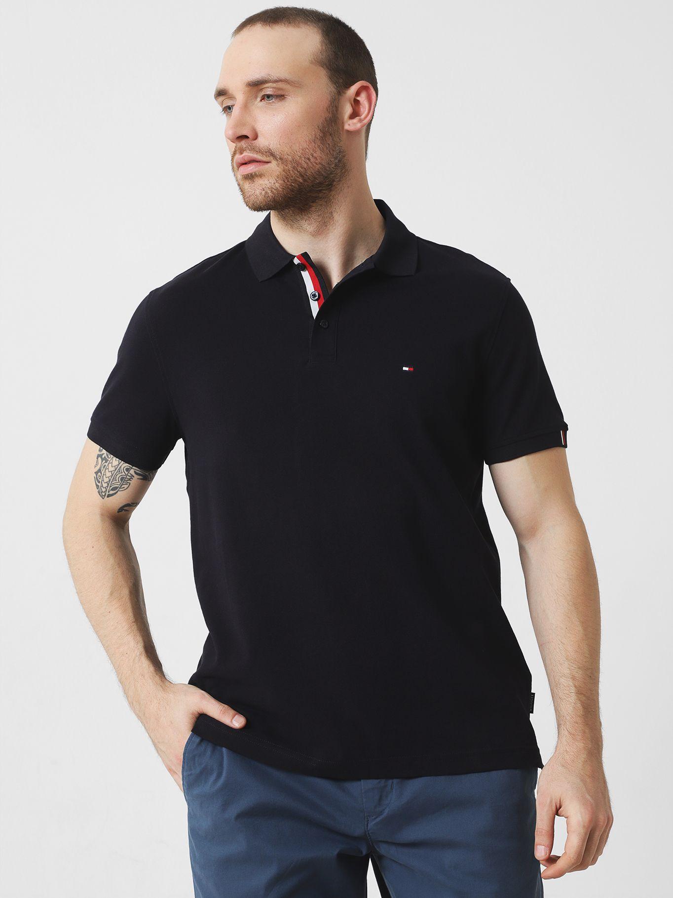 Polo Solid Con Logo Bordado Azul Tommy Hilfiger-0