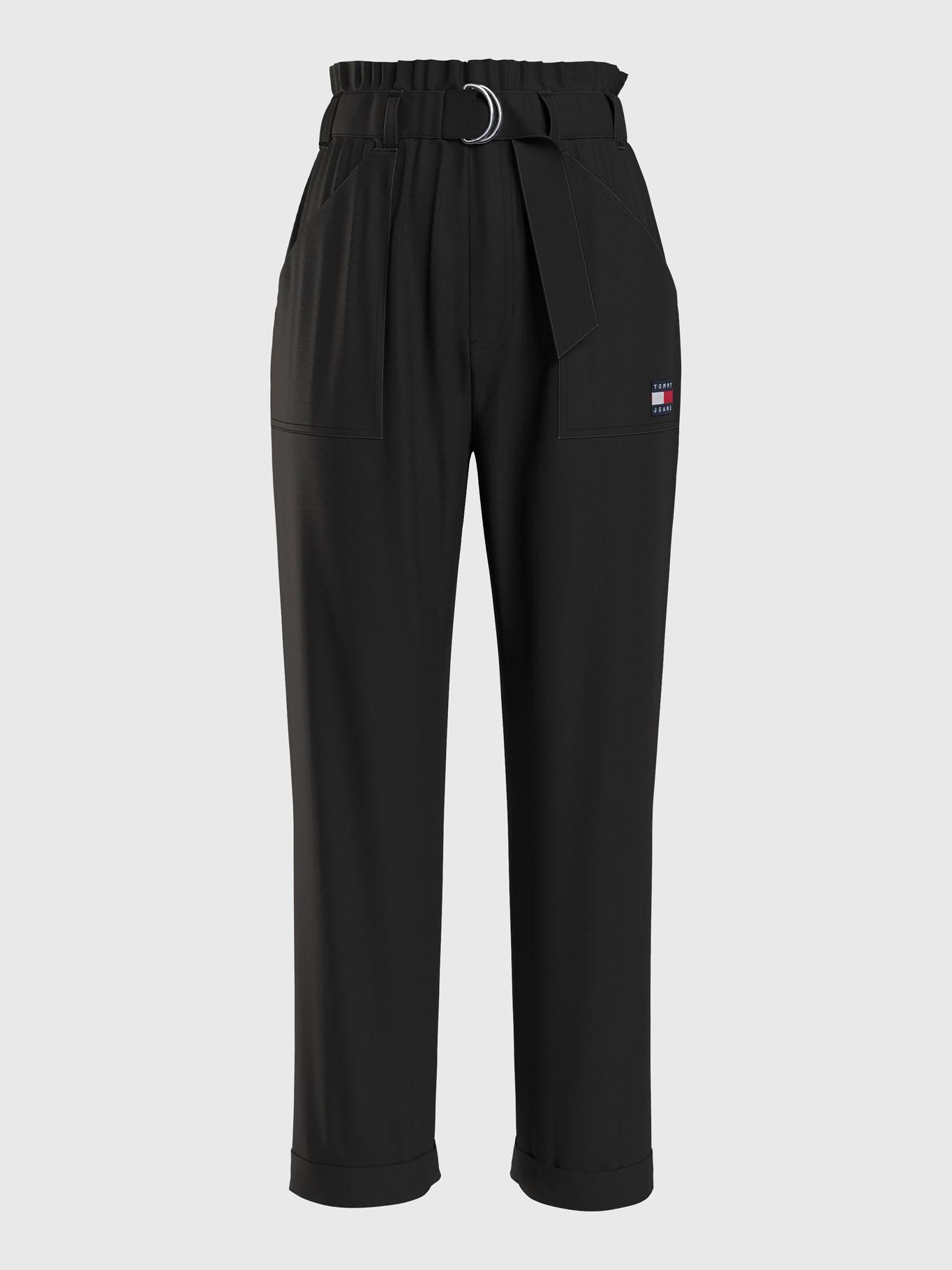 Pantalón Mom Con Cintura Paperbag Negro Tommy Jeans-0