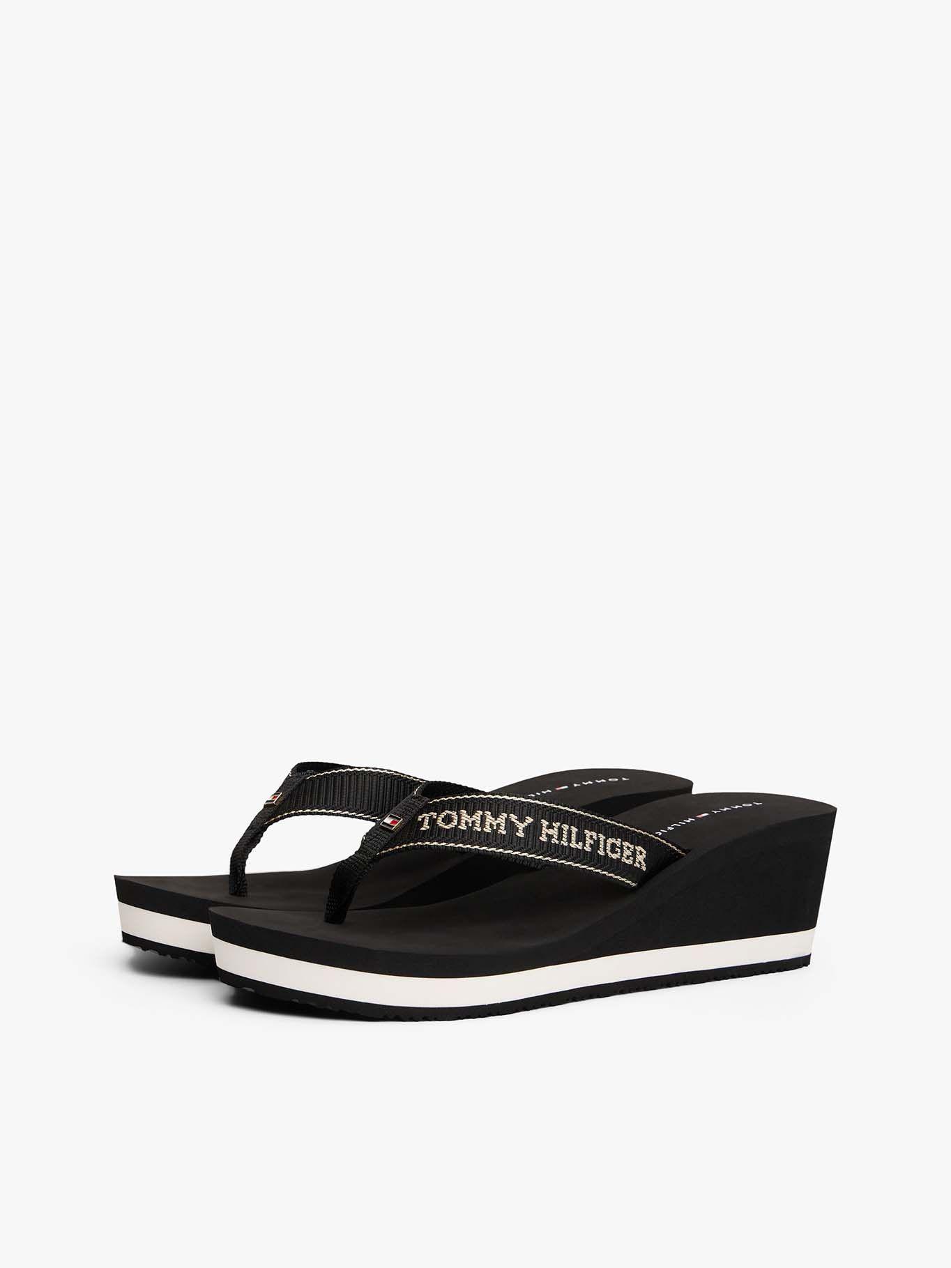 Sandalias Con Logo Esmaltado Negro Tommy Hilfiger-0