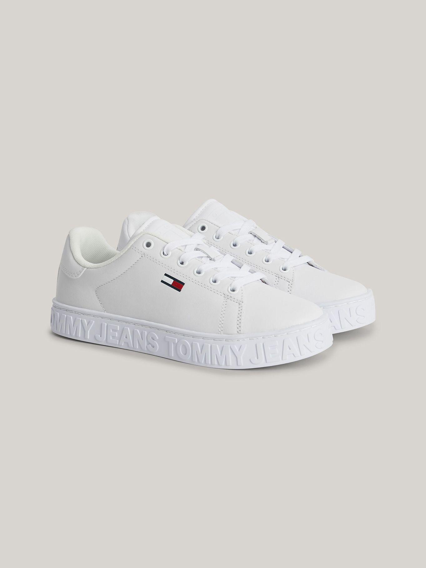 Zapatillas De Cuero Con Logo Blanco Tommy Jeans-0