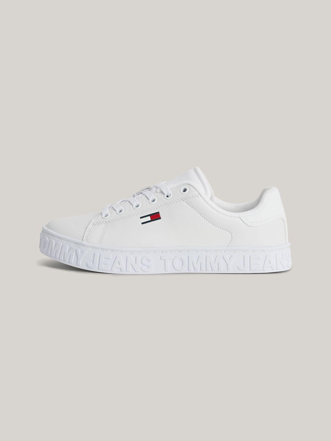 Zapatillas De Cuero Con Logo Blanco Tommy Jeans-4