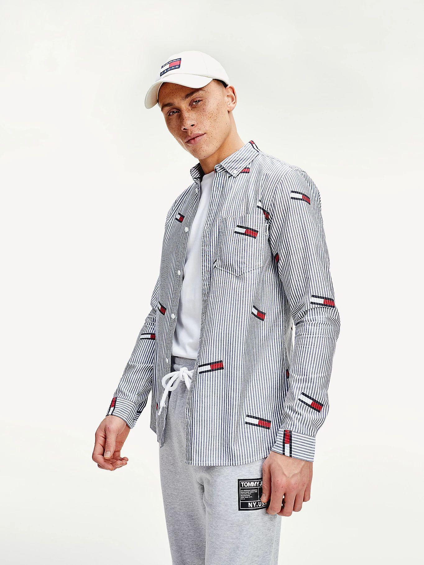 Camisa Con Estampado Corte Slim Azul Tommy Hilfiger-0