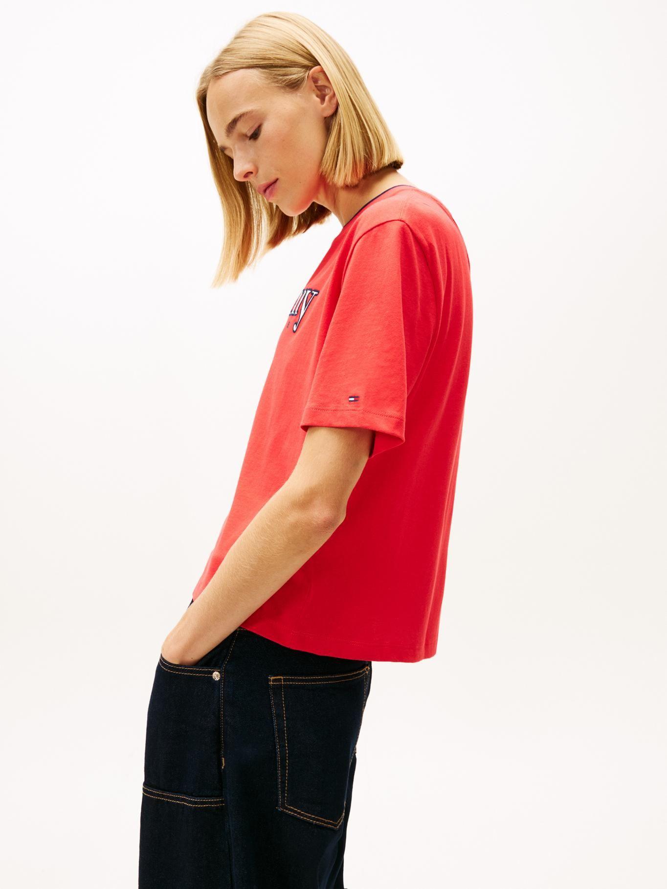 Polera Relaxed Con Logo Tommy Jeans Rojo-3
