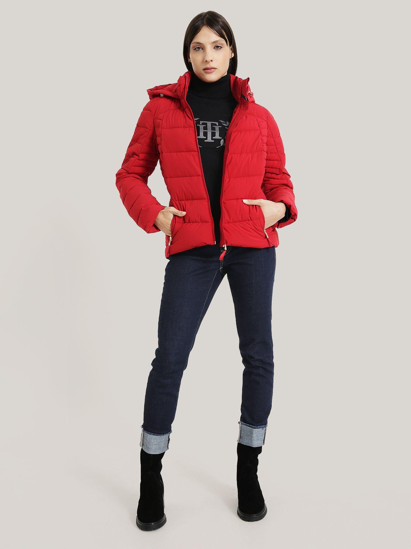 PARKA ACOLCHADA CIERRE Y GORRO ROJO TOMMY HILFIGER-1