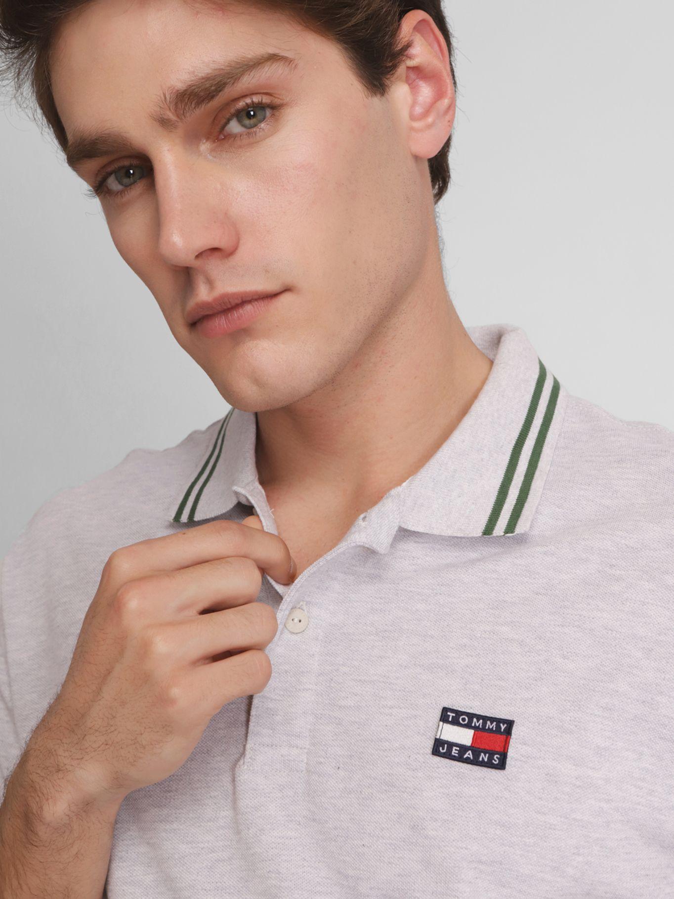 Polo  Classic Tipping Con Logo Gris Tommy Jeans-3