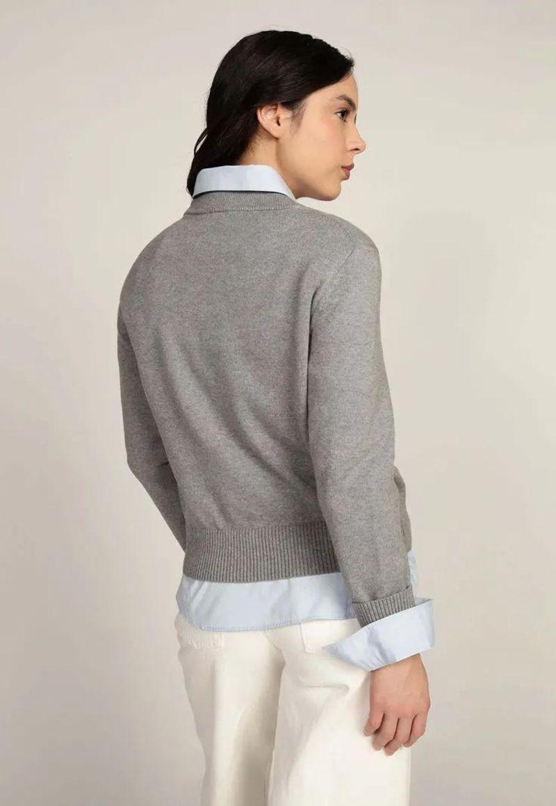 Sweater C-Neck Con Logo Gris Tommy Hilfiger-2