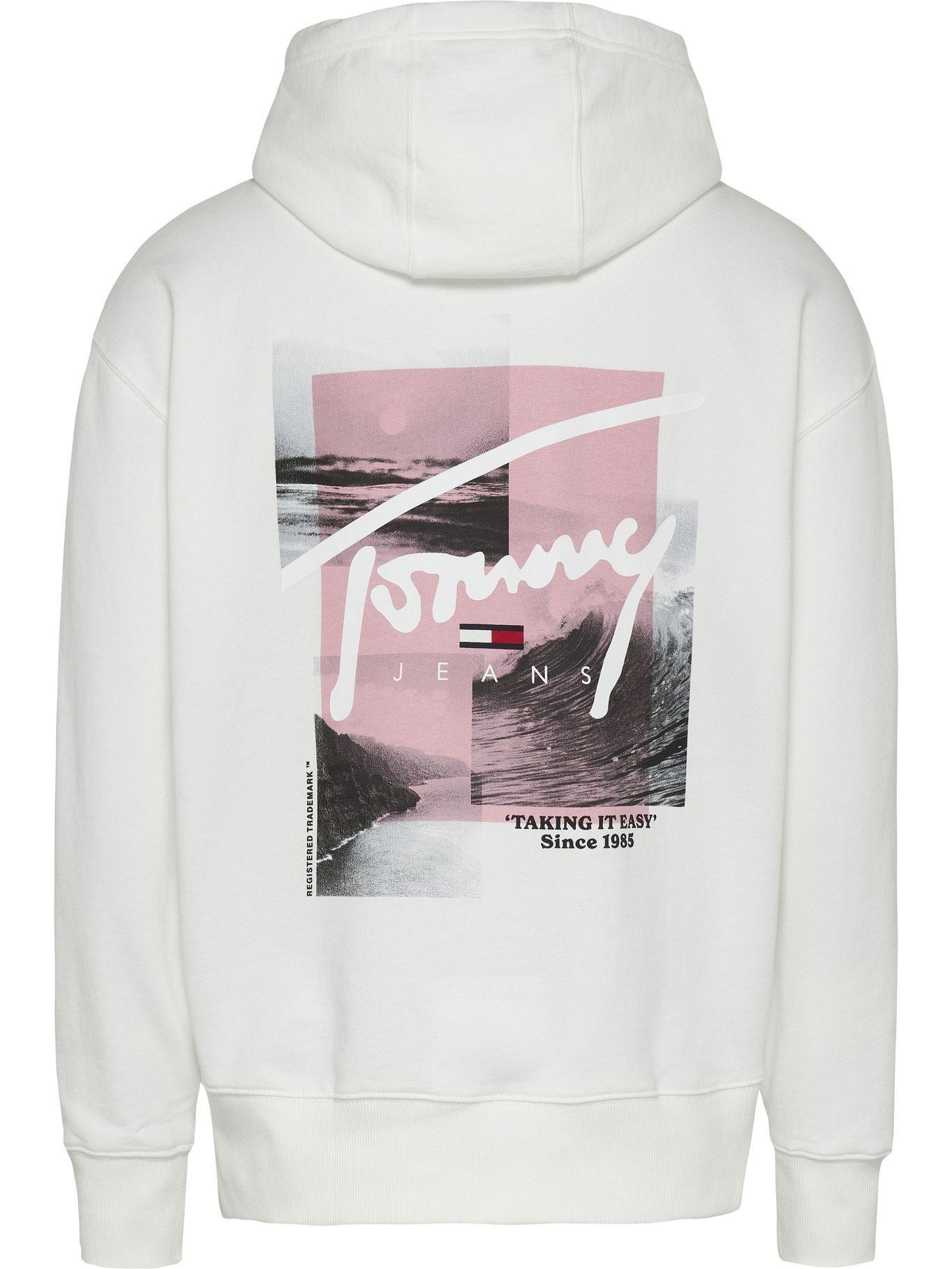 Polerón Hoodie Foto Logo Blanco Tommy Jeans JN2-1