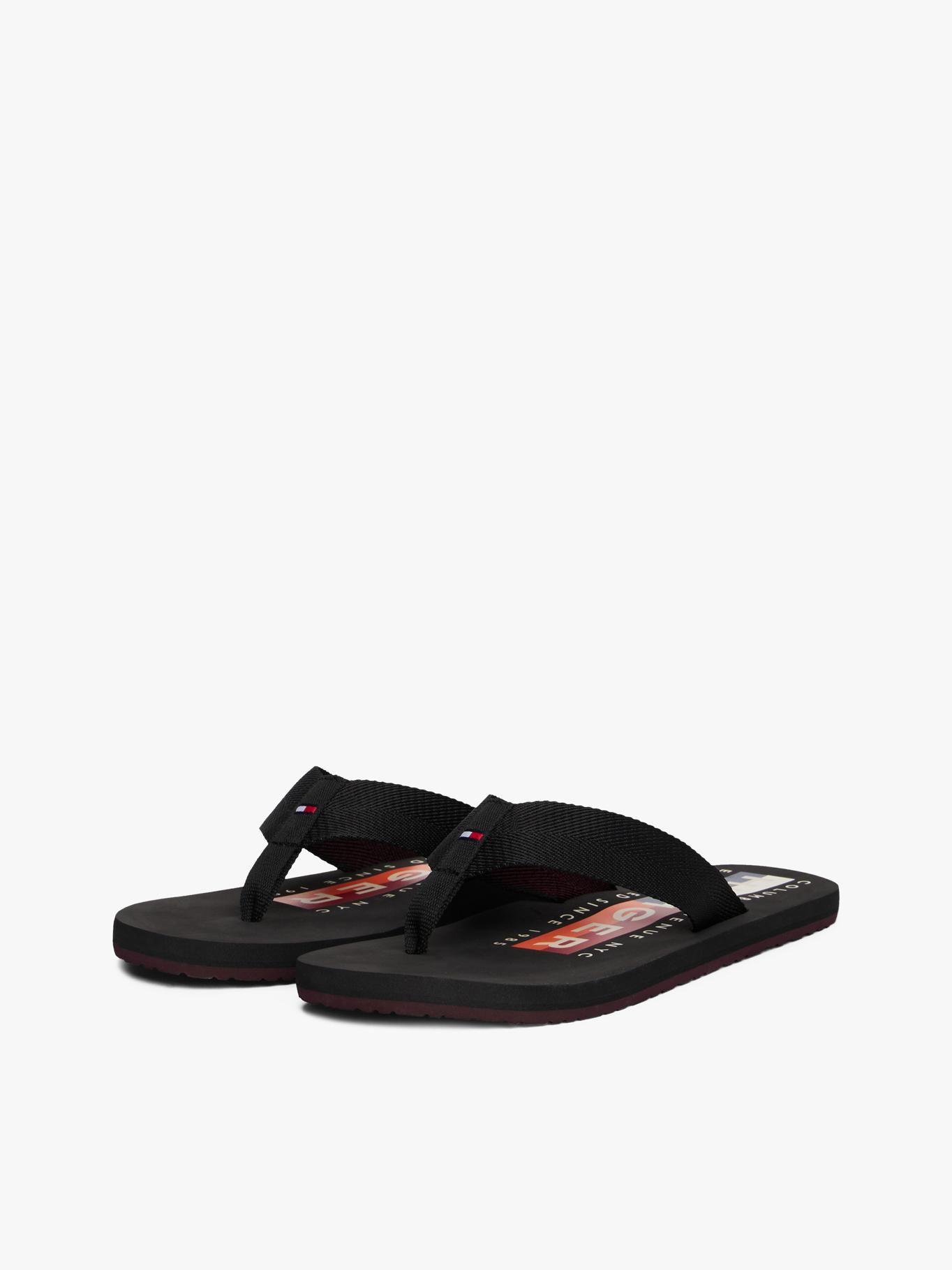 Sandalias Con Tiras De Tejido Negro Tommy Hilfiger-0