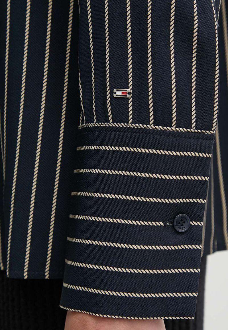 Camisa Fluid De Viscosa A Rayas Azul Tommy Hilfiger-3