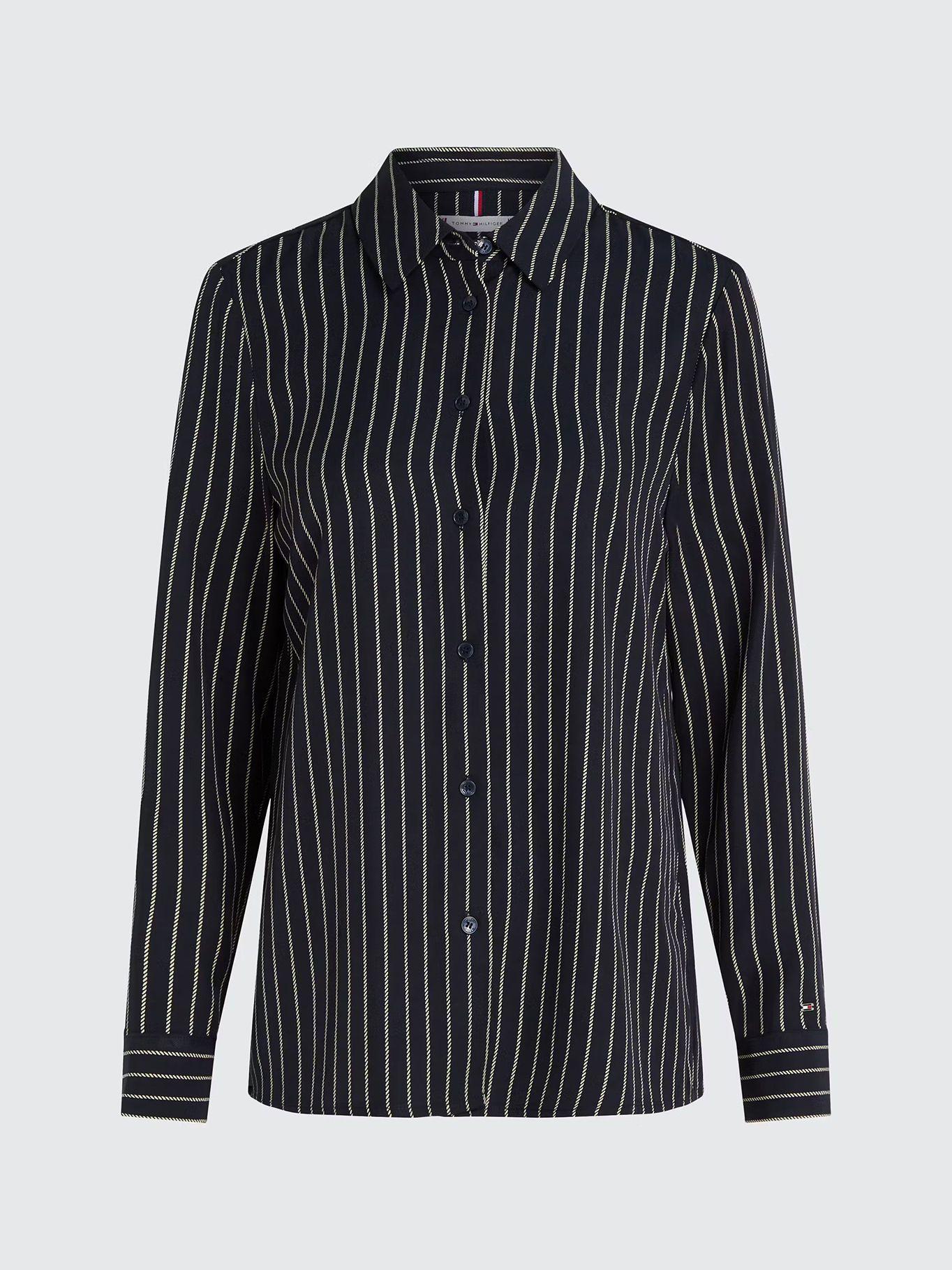 Camisa Fluid De Viscosa A Rayas Azul Tommy Hilfiger-4