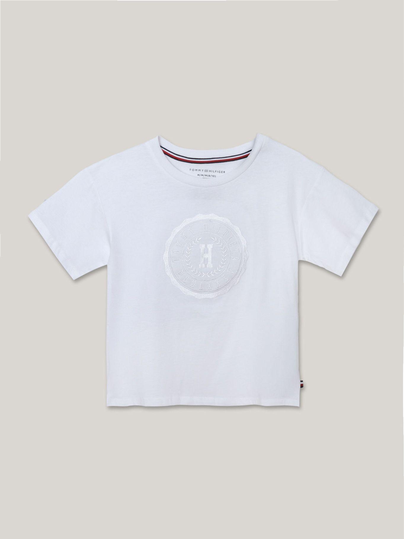 Polera De Niña Con Logo Bordado Blanco Tommy Hilfiger-0