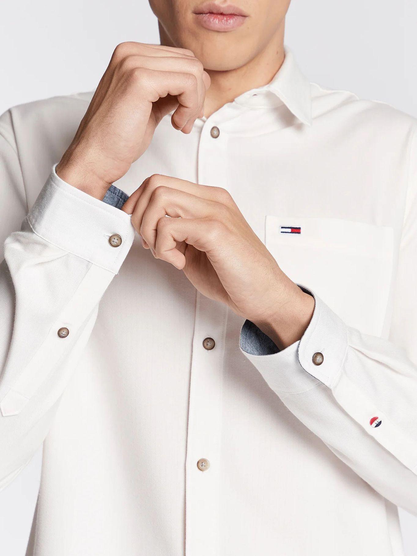 Camisa Solid Flannel Con Logo Blanco Tommy Jeans-3