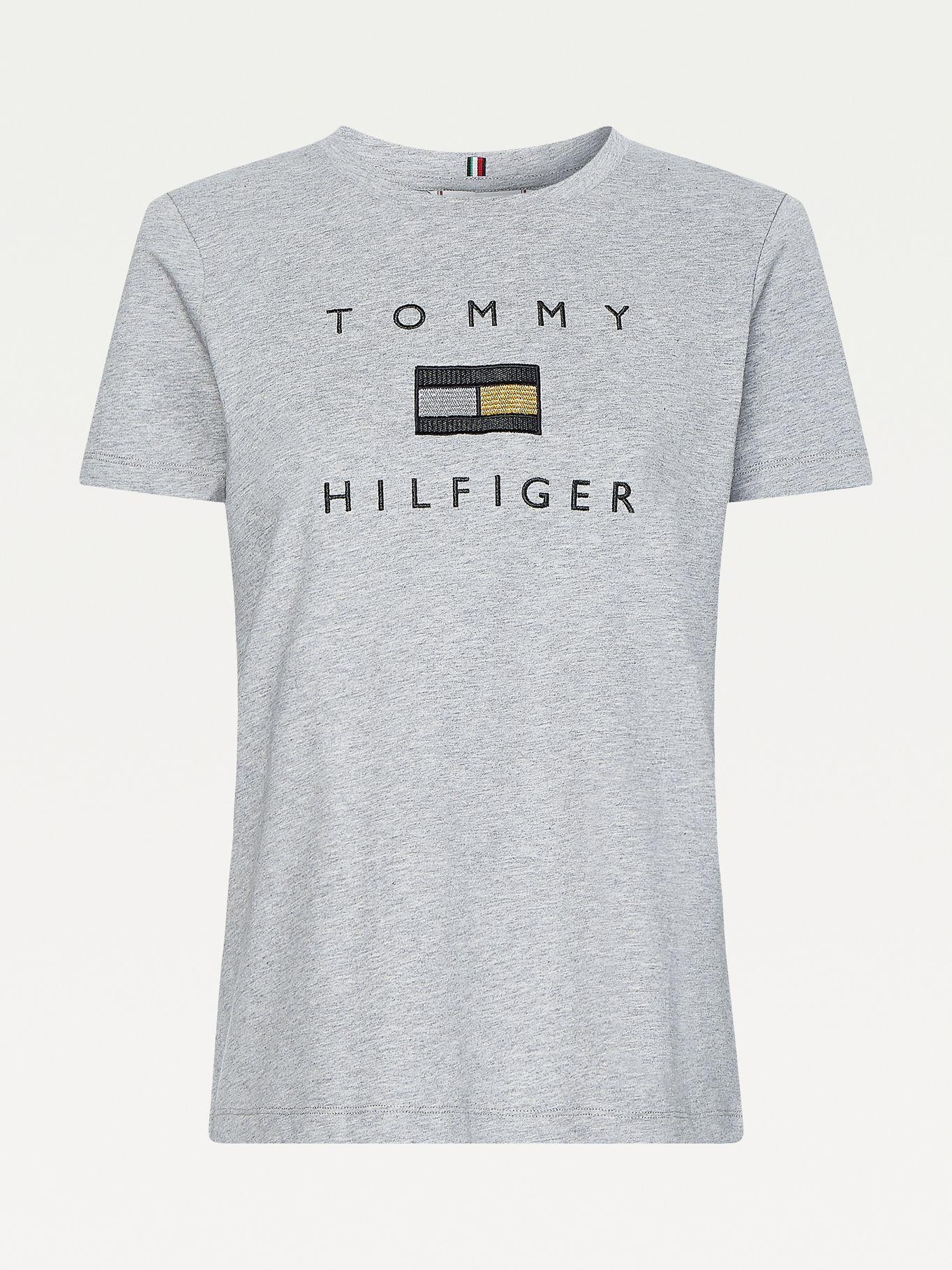 Polera Regular Logo Bordado Gris Tommy Hilfiger-3