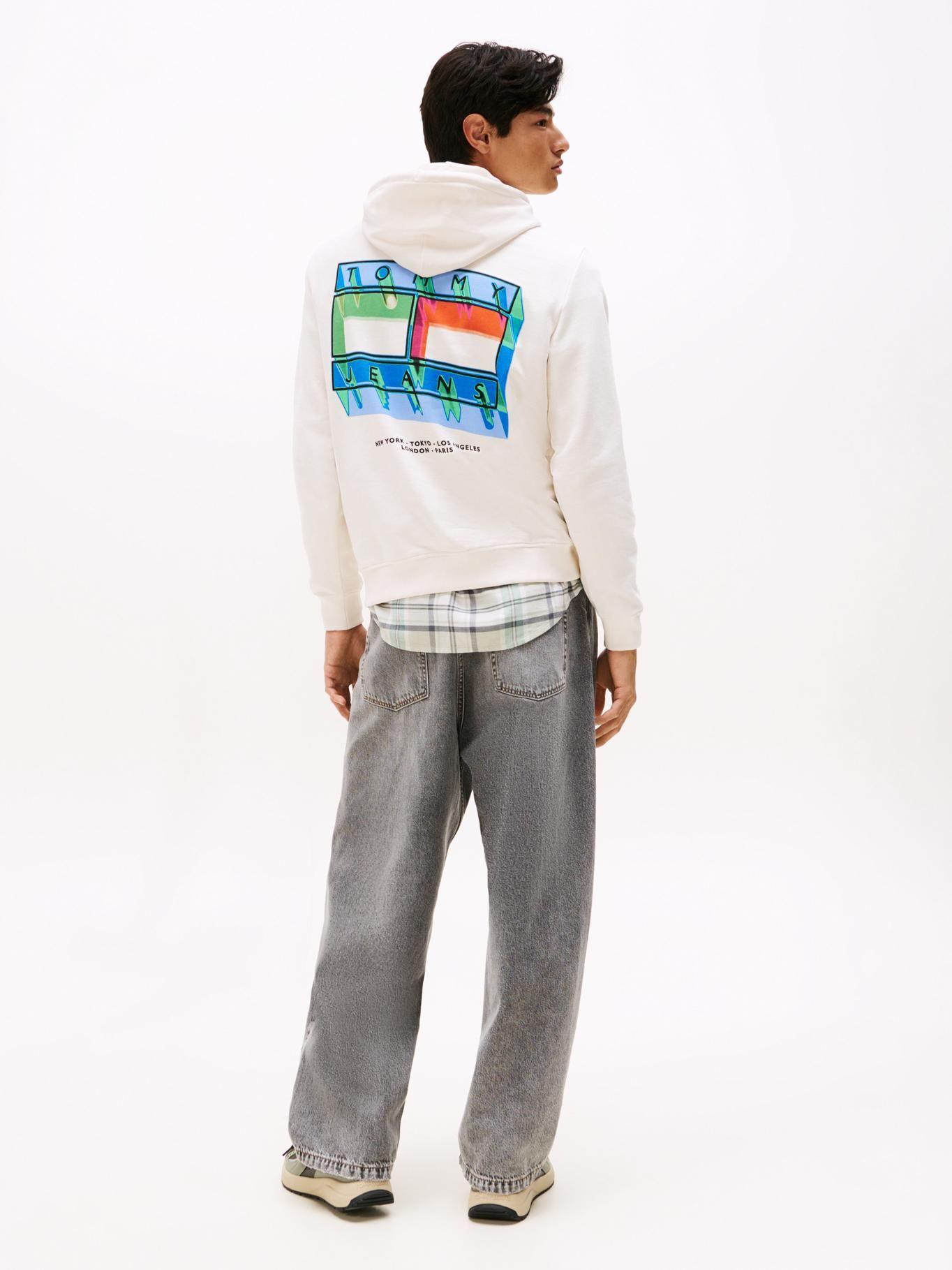 Polerón Hoodie Flag Con Logo Gráfico Blanco Tommy Jeans-2