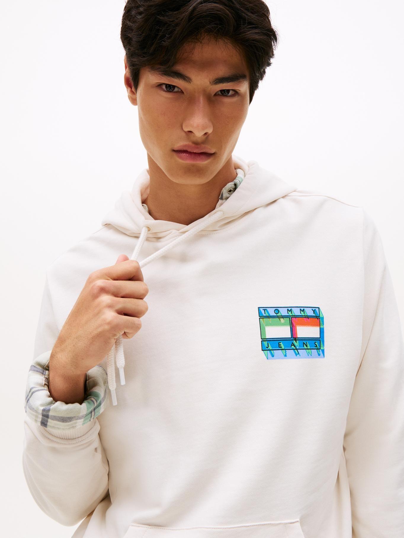 Polerón Hoodie Flag Con Logo Gráfico Blanco Tommy Jeans-3