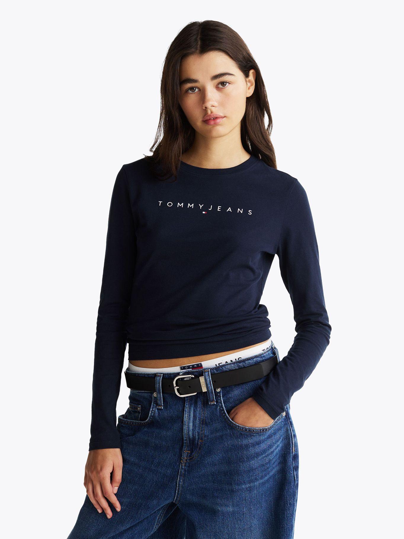 Polera Linear Logo Slim Fit Azul Tommy Jeans-0