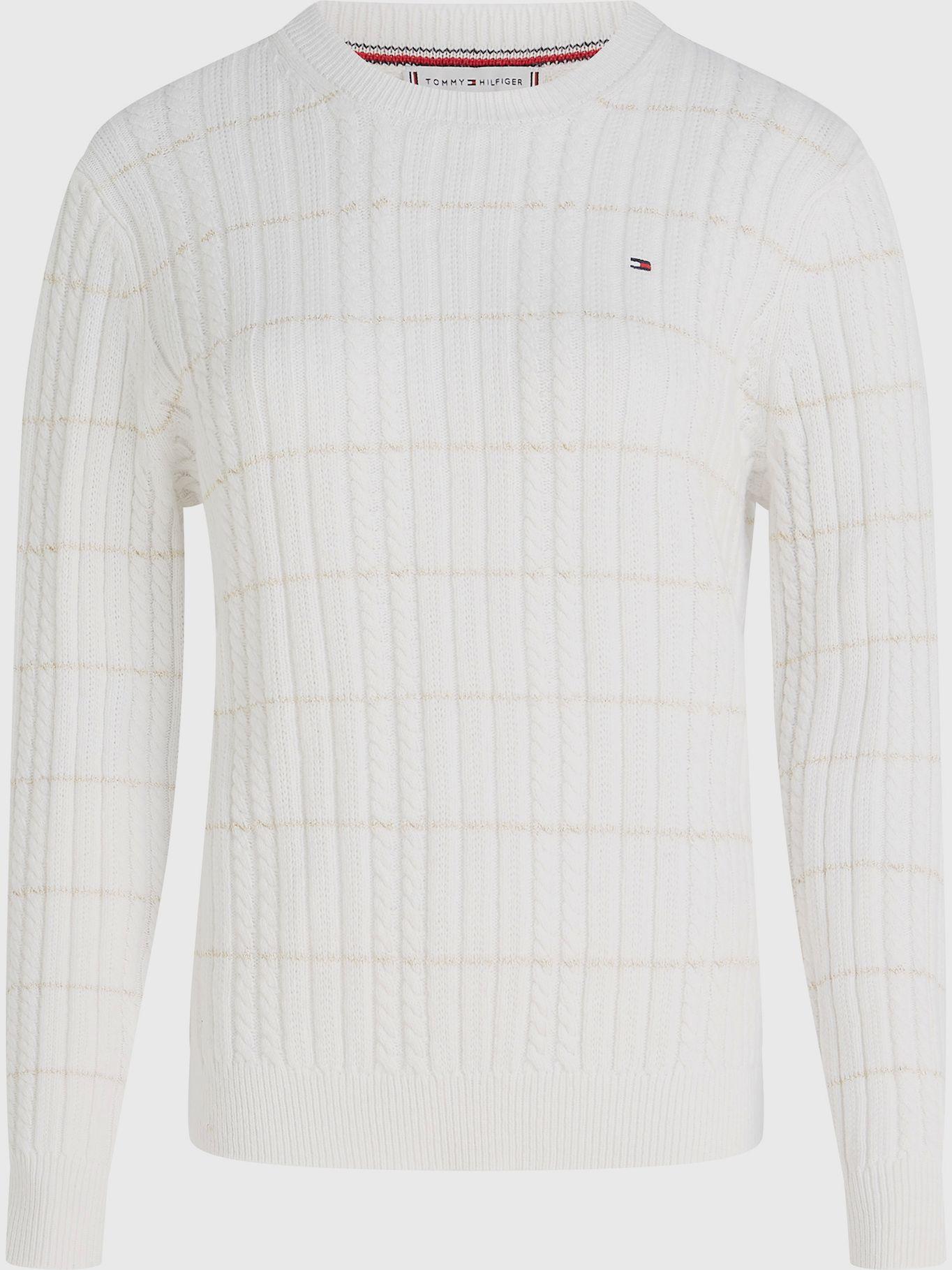 Sweater Tejido De Cable Trenzado Blanco Tommy Hilfiger-3