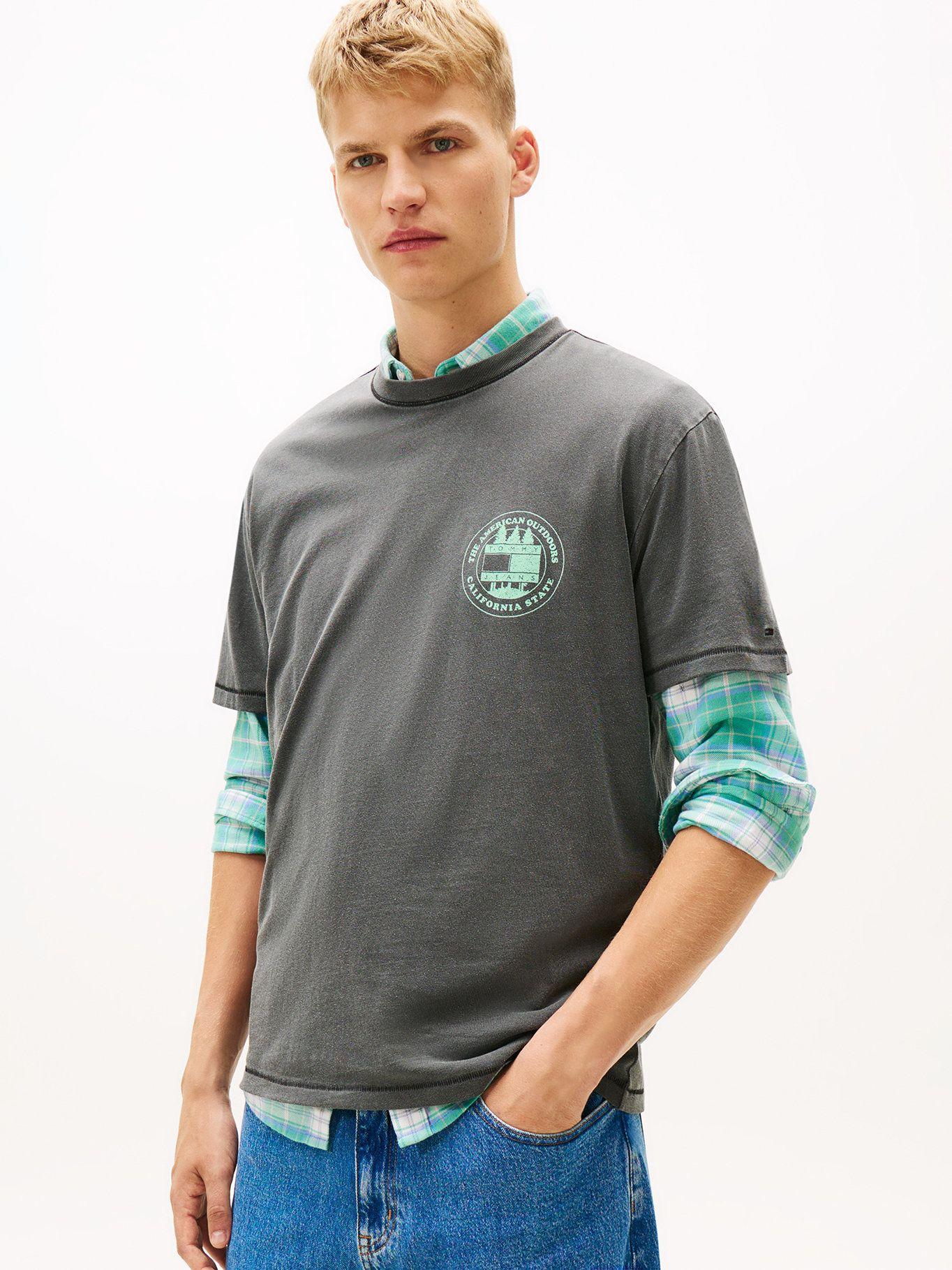 Polera Con Logo Relaxed Fit Tommy Jeans Gris-0