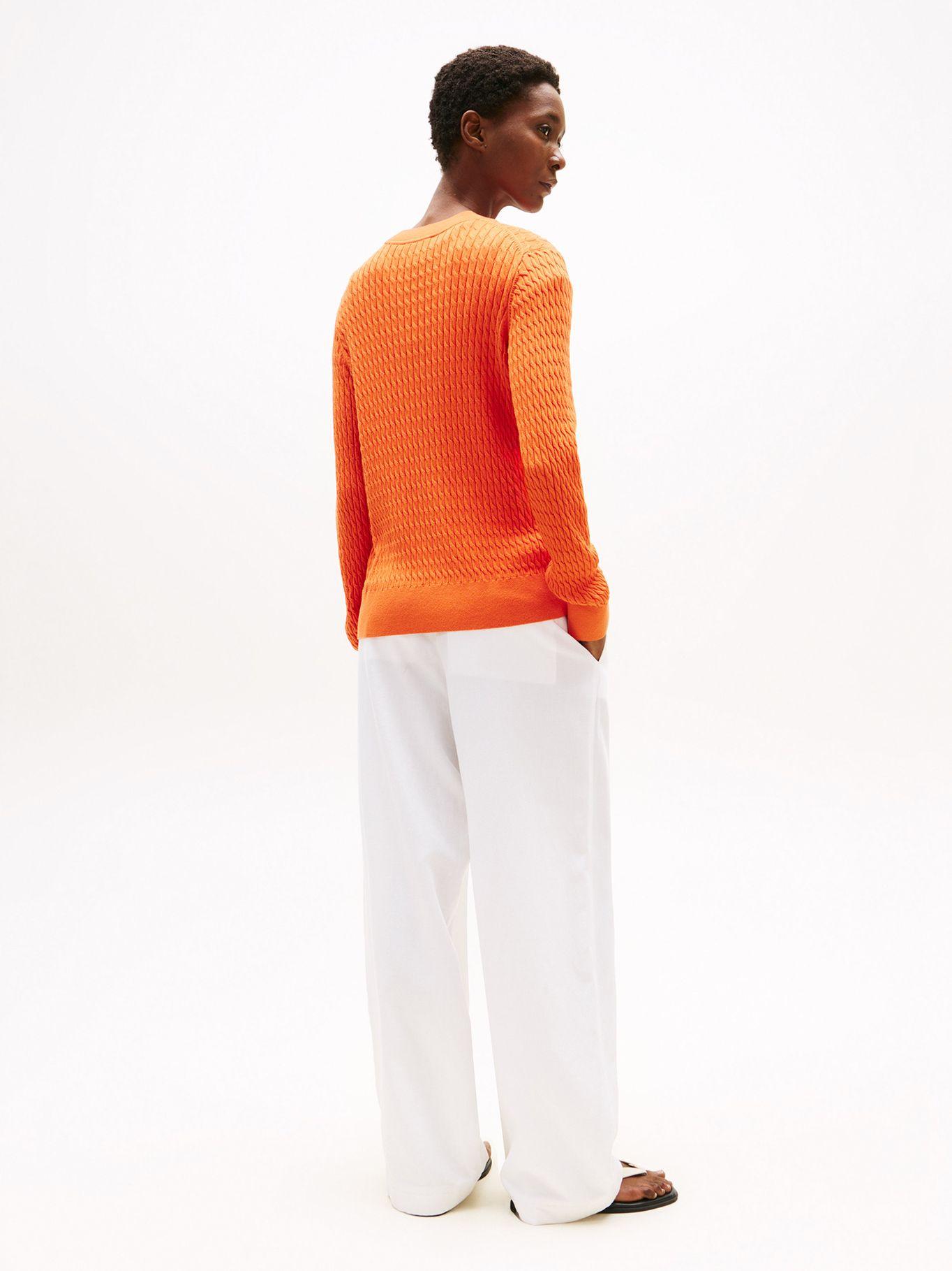 Sweater De Punto Trenzado Naranjo Tommy Hilfiger-2