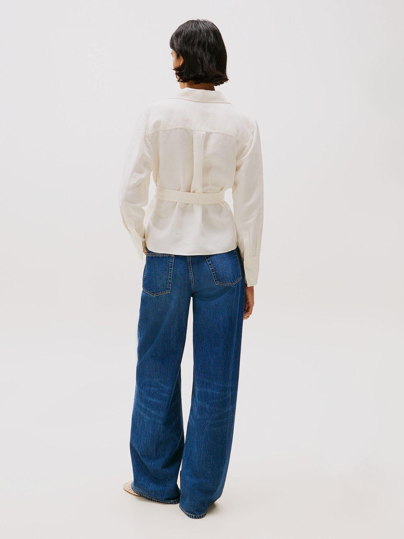 Blusa De Lino Con Diseño Cruzado Blanco Tommy Hilfiger-2