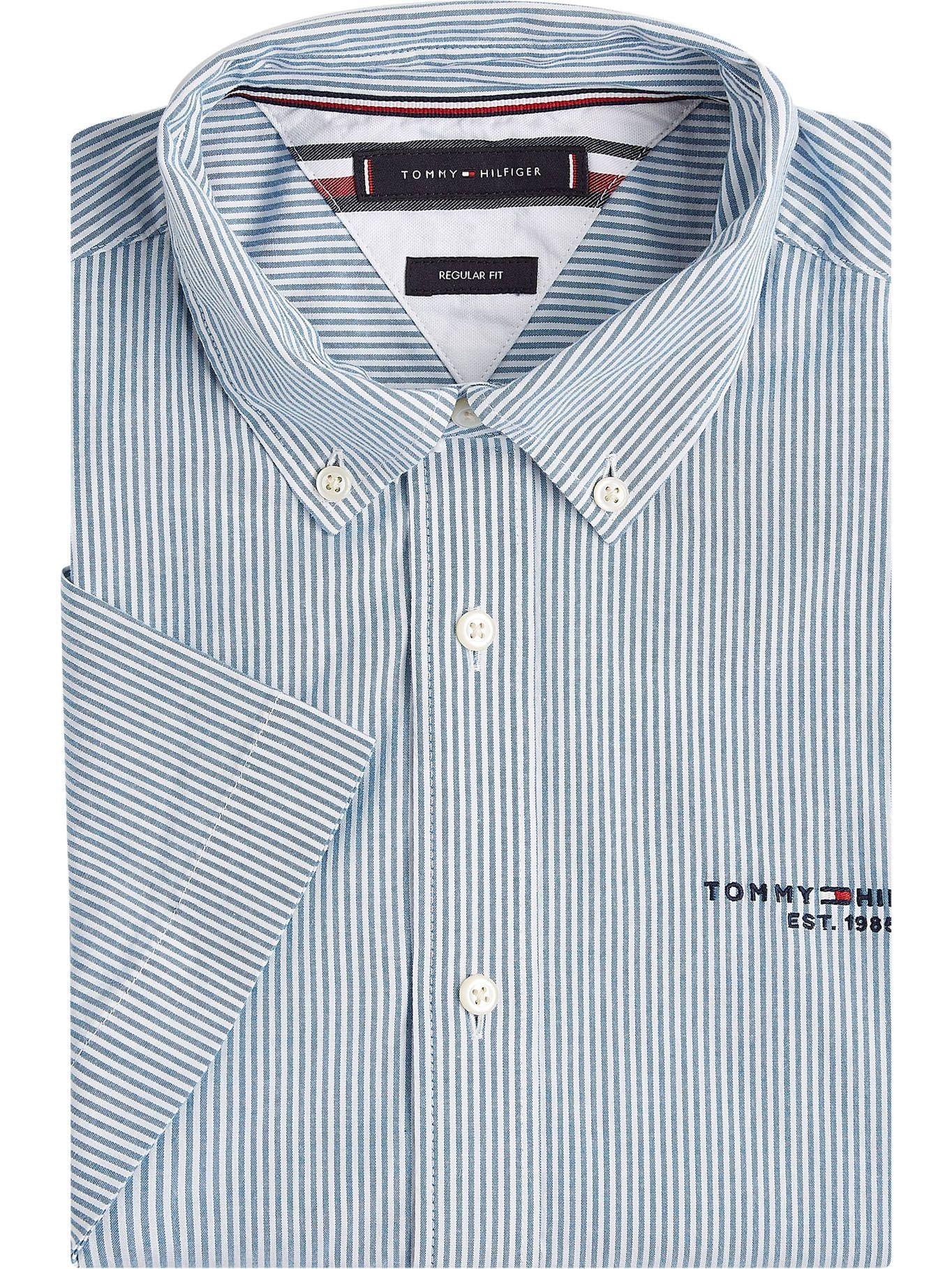 Camisa De Rayas Manga Corta Celeste Tommy Hilfiger-3