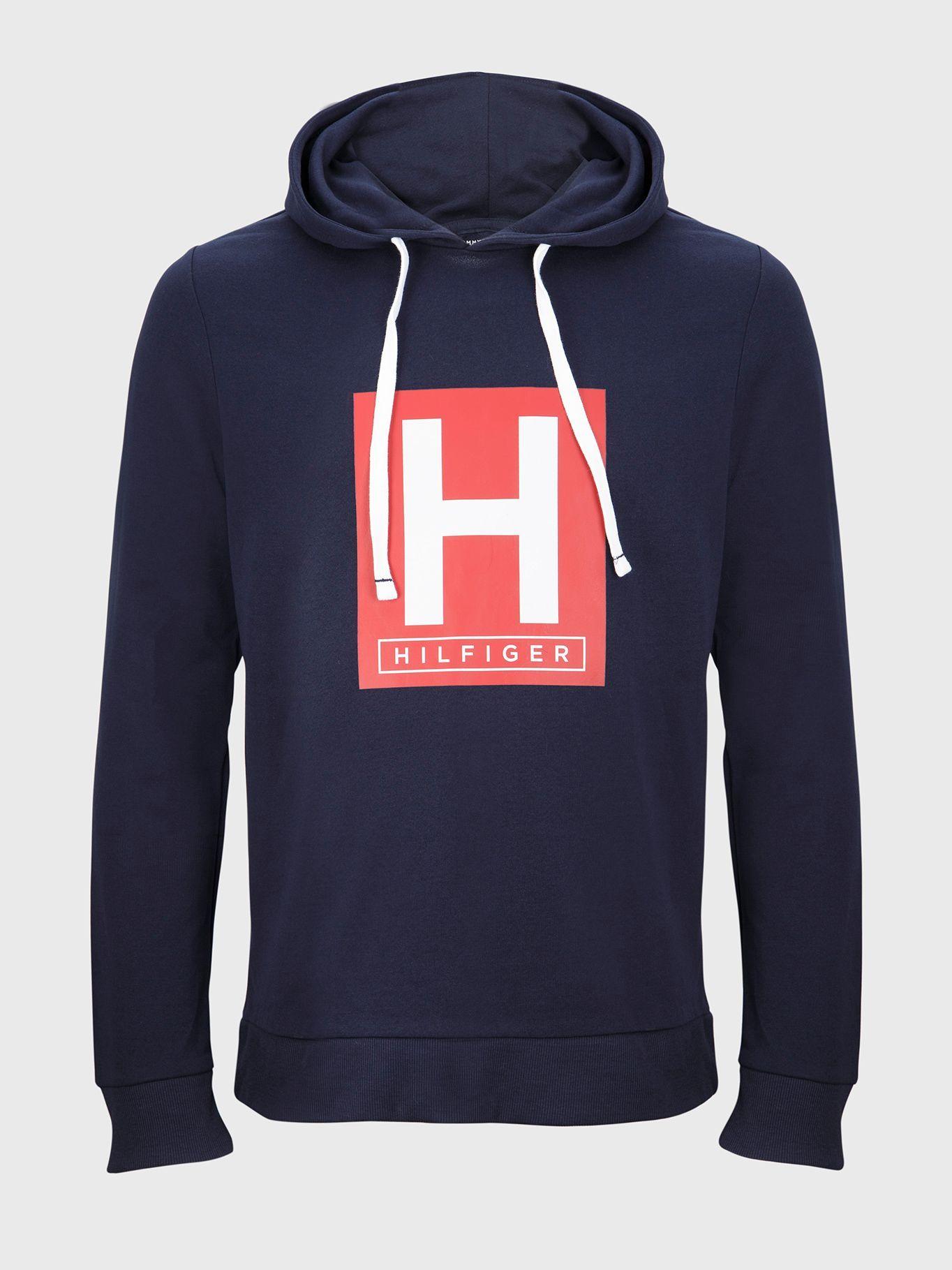 Top Hoodie Pijama Logo Azul Tommy Hilfiger M2-0