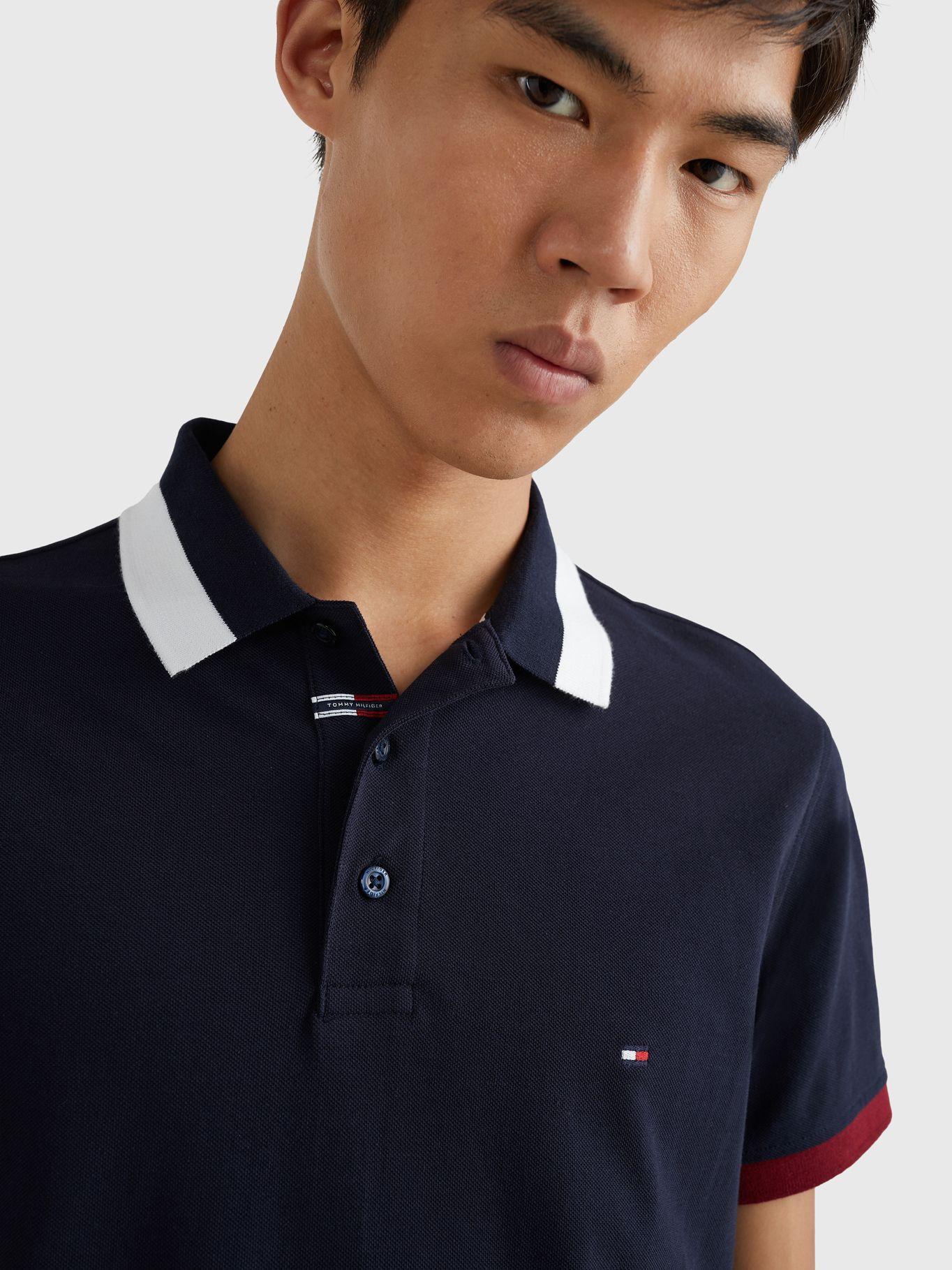 Polo Collar Cuff Block Slim Fit Azul Tommy Hilfiger-3
