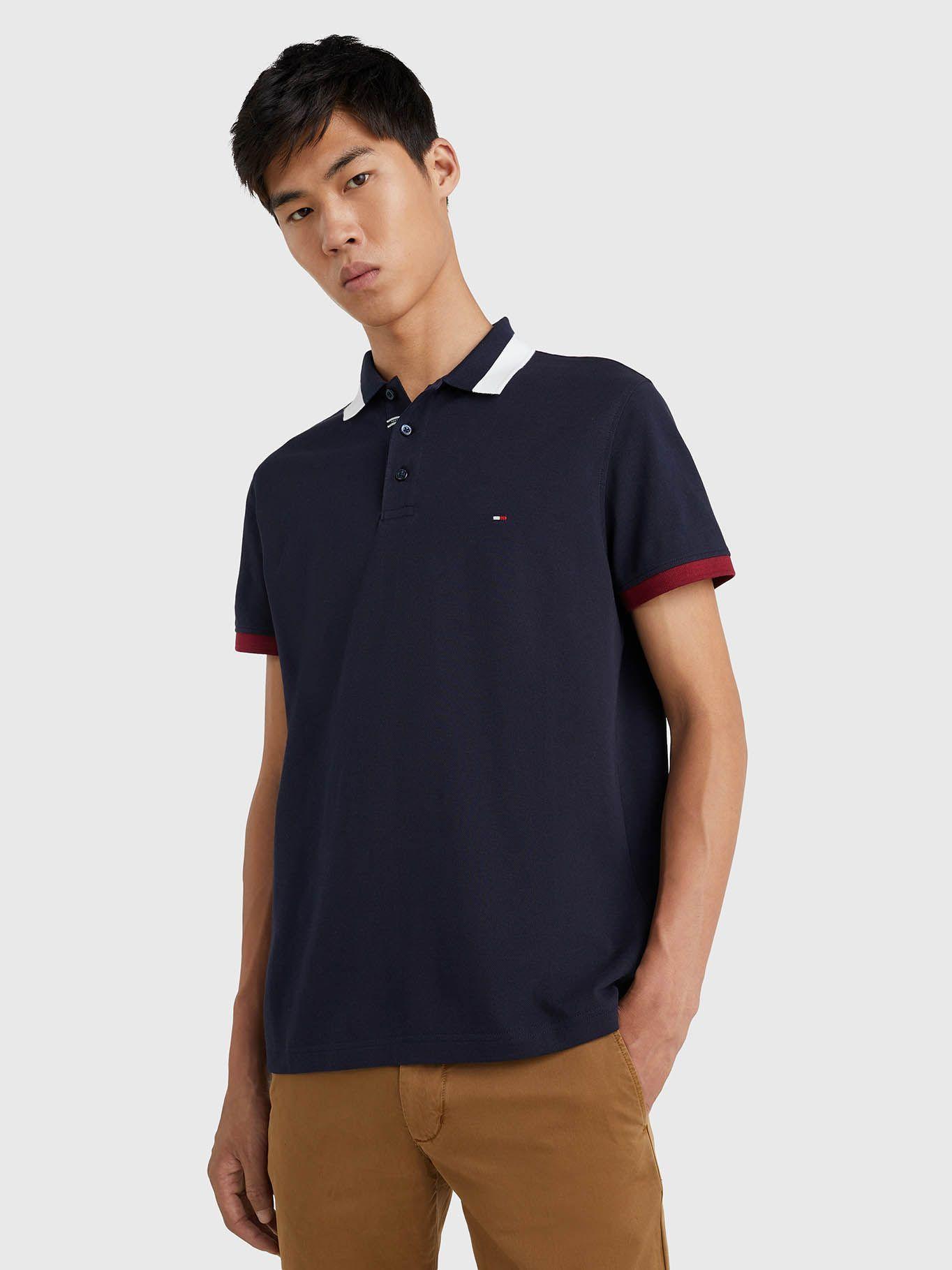 Polo Collar Cuff Block Slim Fit Azul Tommy Hilfiger-0