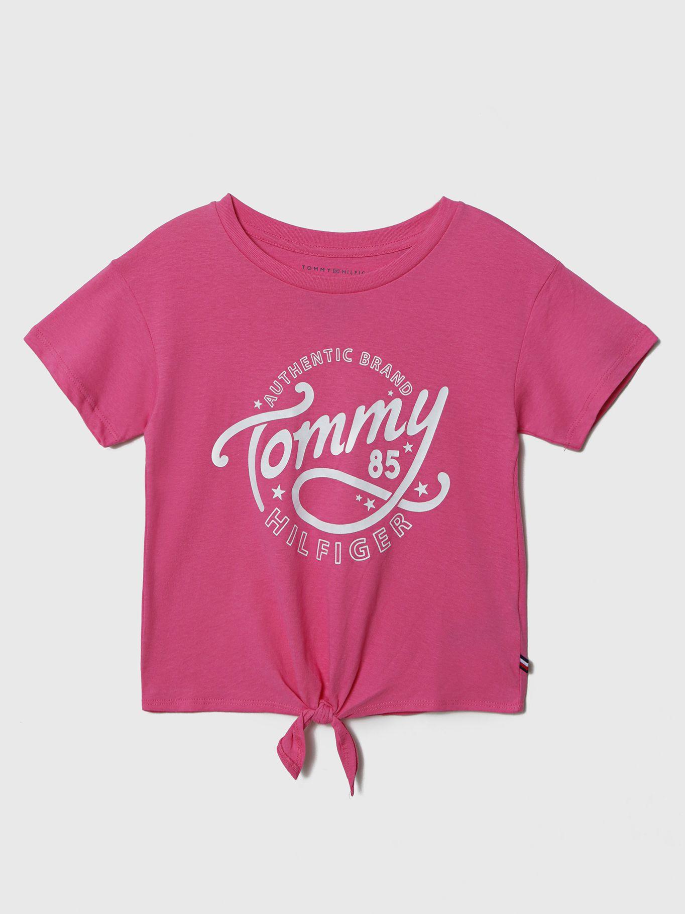 Polera Anudada Con Logo Rosado Tommy Hilfiger-0