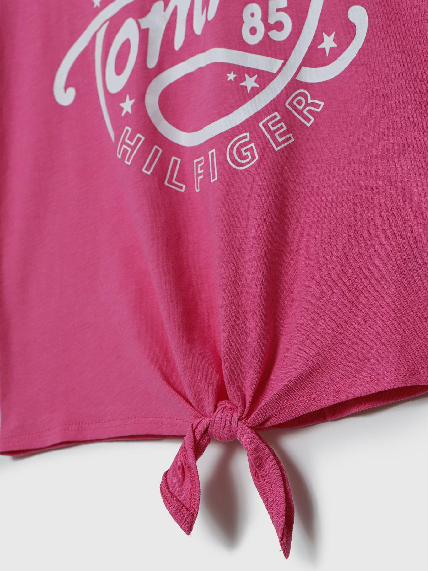 Polera Anudada Con Logo Rosado Tommy Hilfiger-3