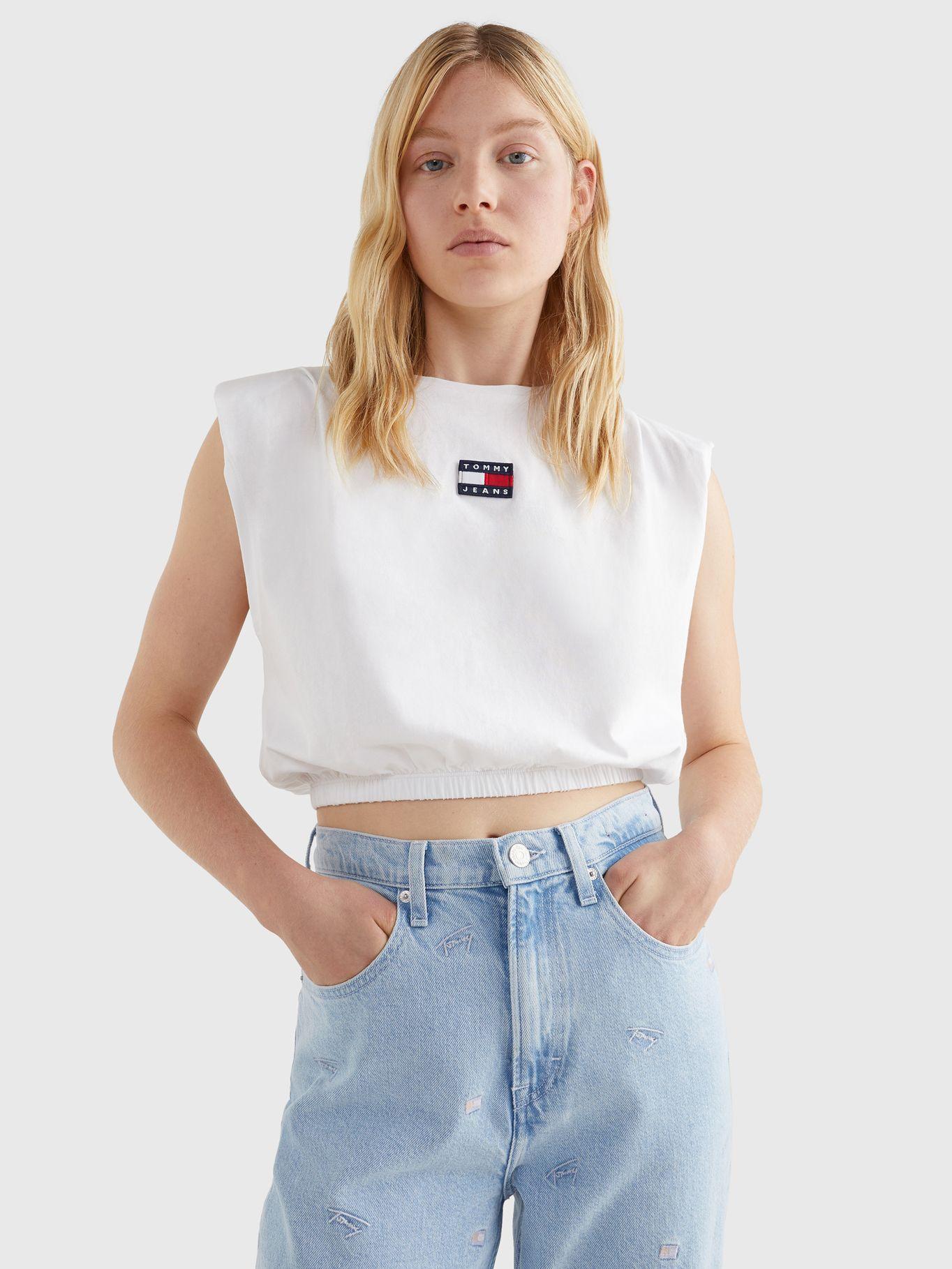 Polera Cropped Sin Mangas Blanco Tommy Jeans JN2-0