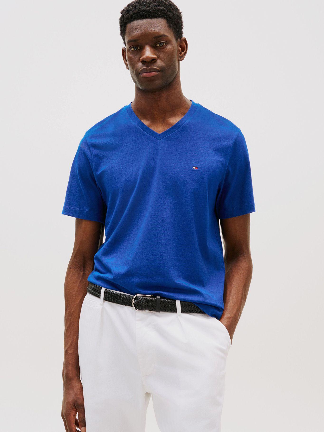 Polera  Cotton V Essential Regular Azul Tommy Hilfiger-0
