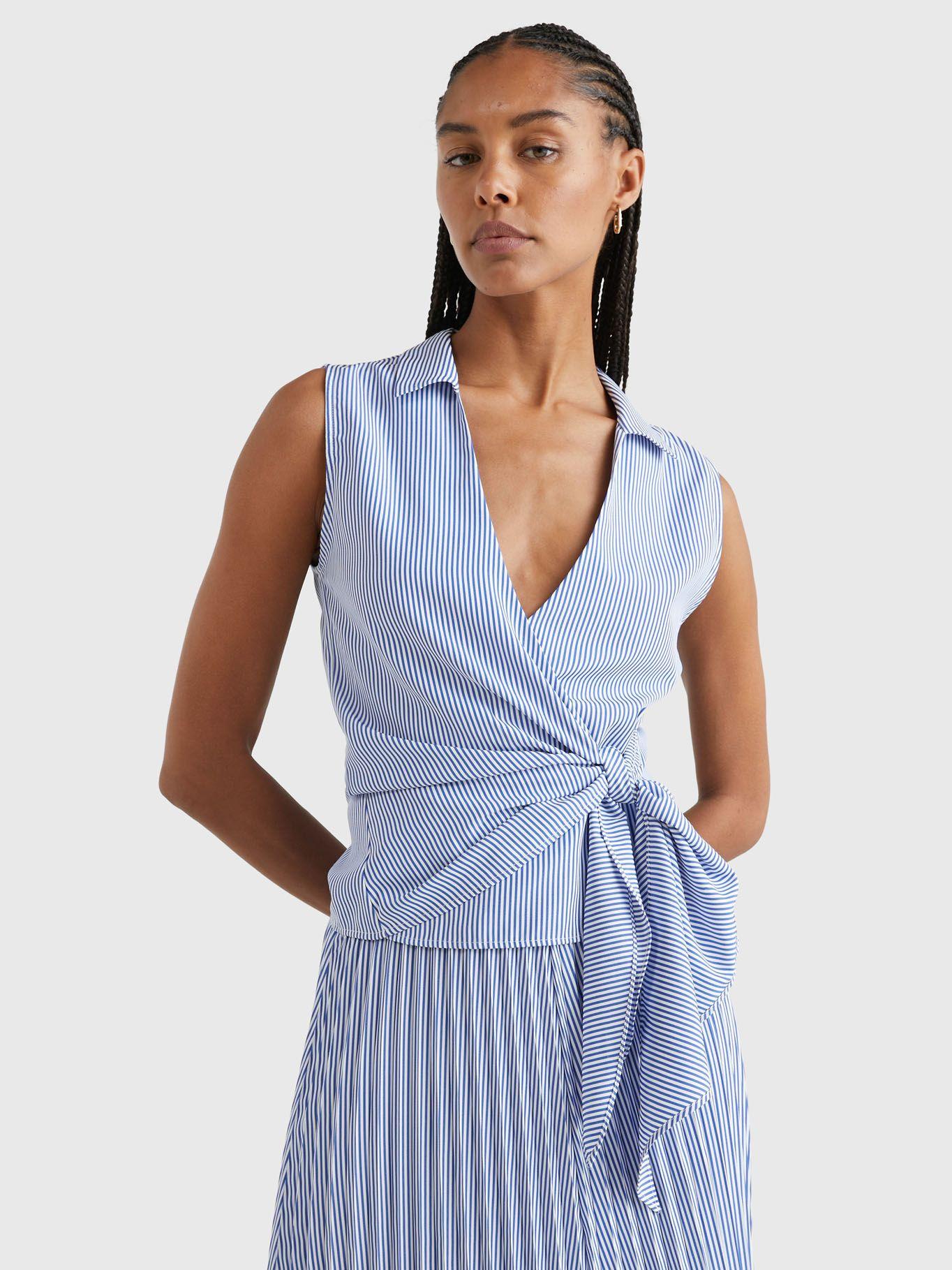 Blusa Cruzada De Rayas Celeste Tommy Hilfiger-0