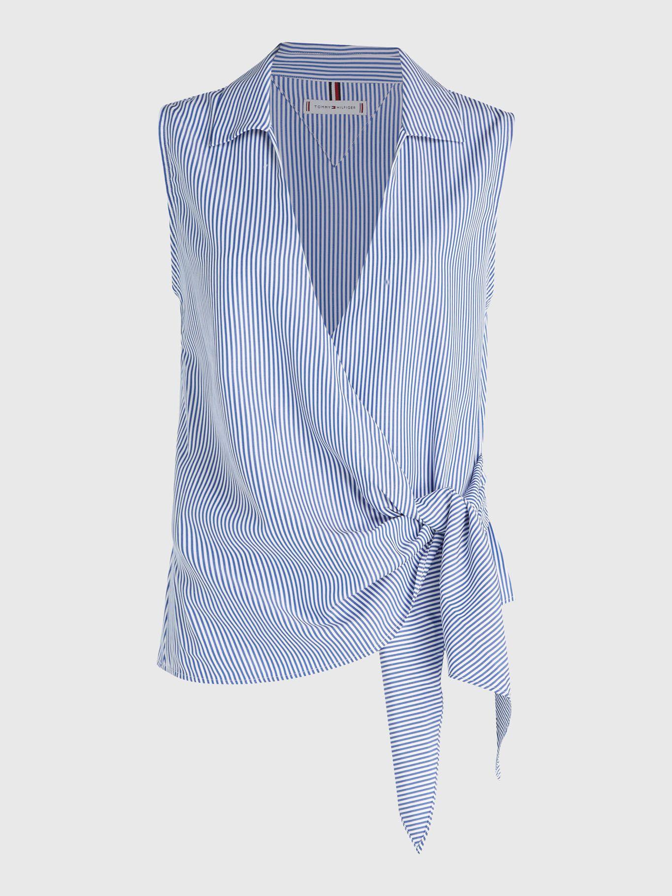 Blusa Cruzada De Rayas Celeste Tommy Hilfiger-4