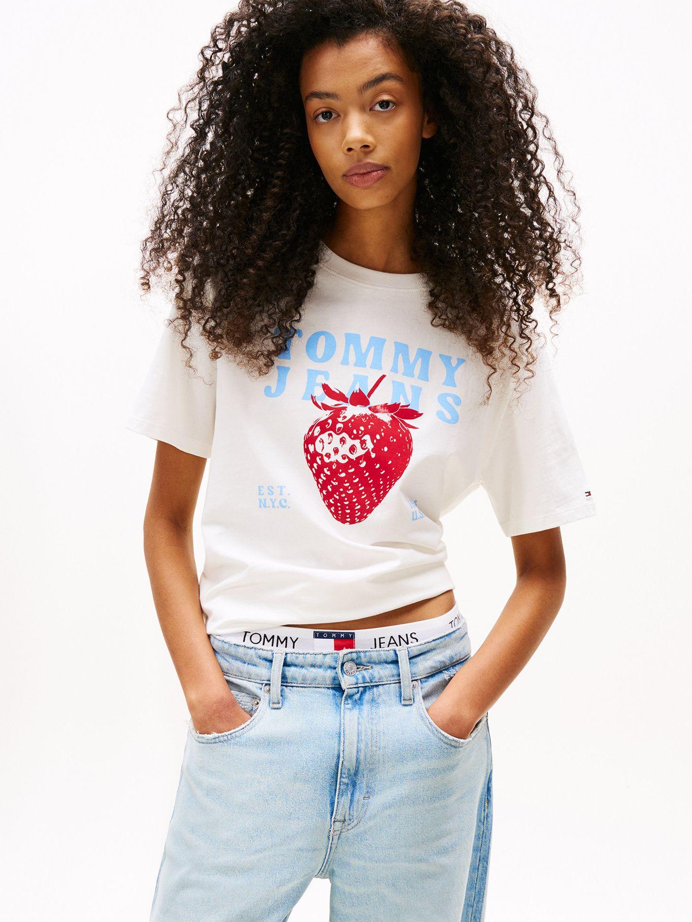 Polera Strawberry Logo Blanco YBL Tommy Jeans-0
