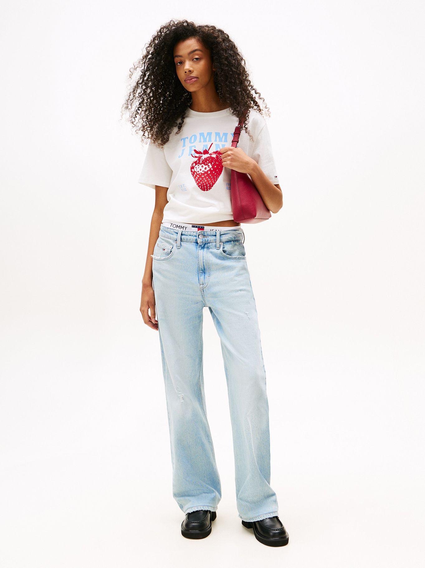 Polera Strawberry Logo Blanco YBL Tommy Jeans-1