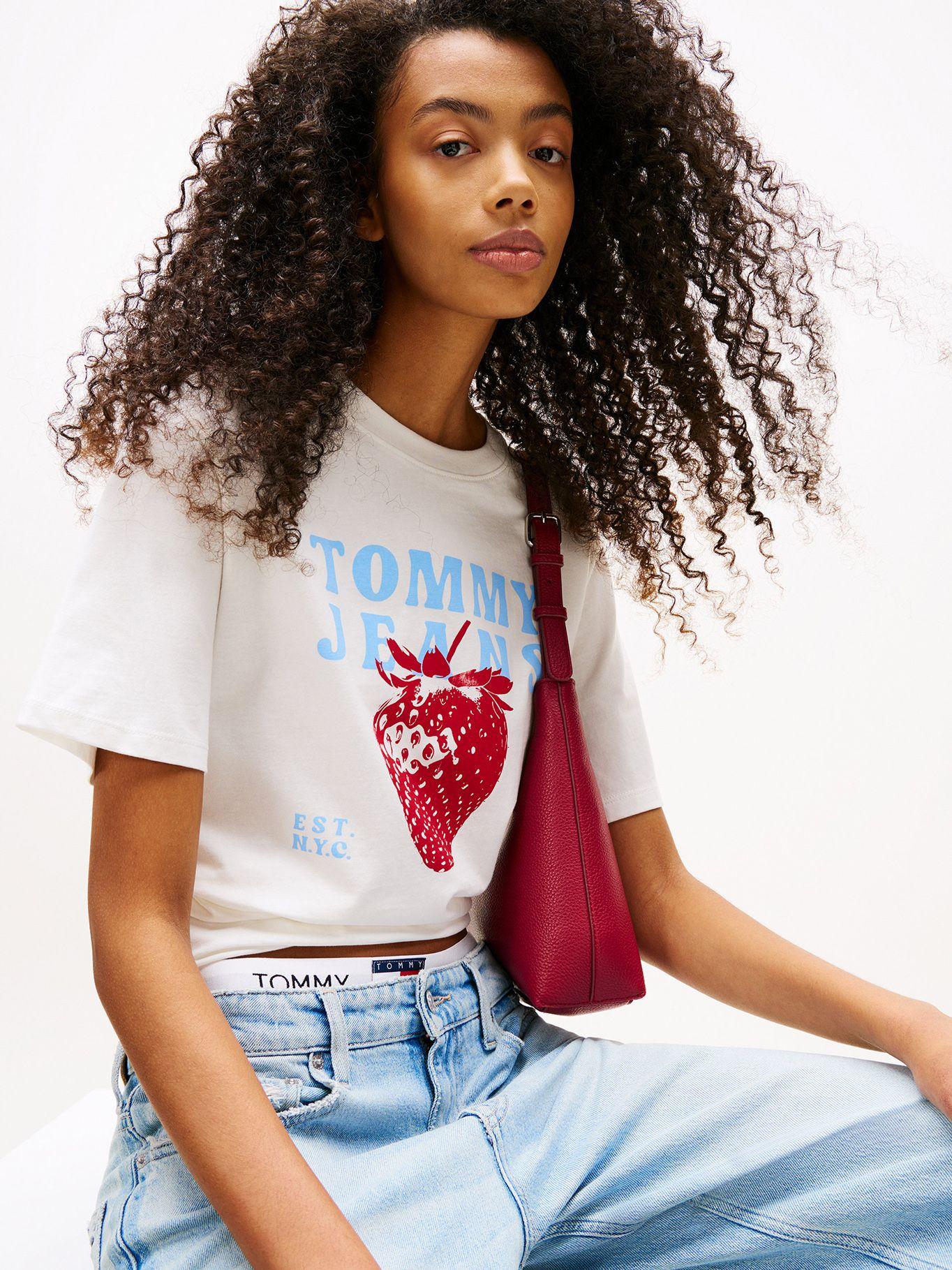 Polera Strawberry Logo Blanco YBL Tommy Jeans-3