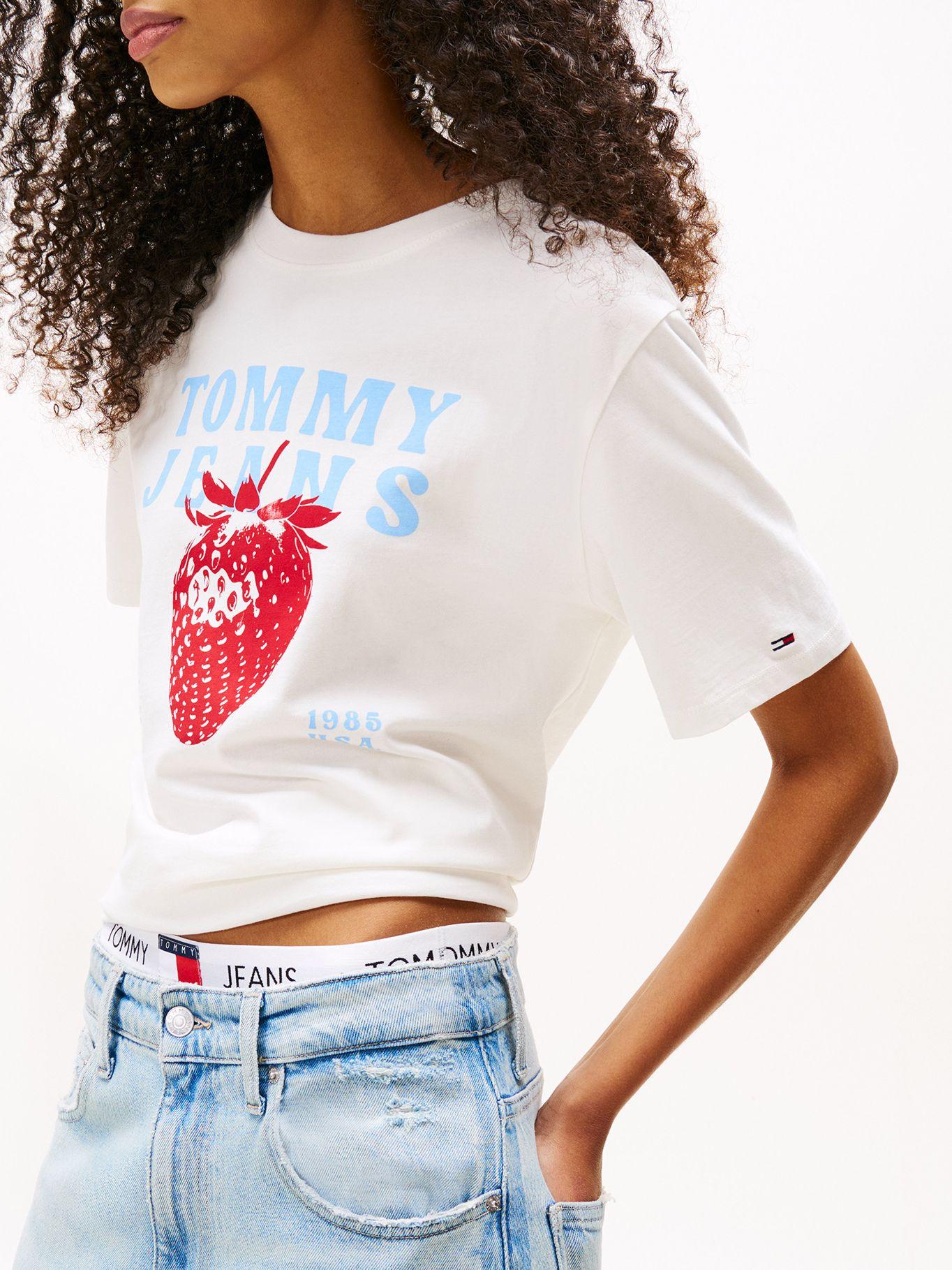 Polera Strawberry Logo Blanco YBL Tommy Jeans-4